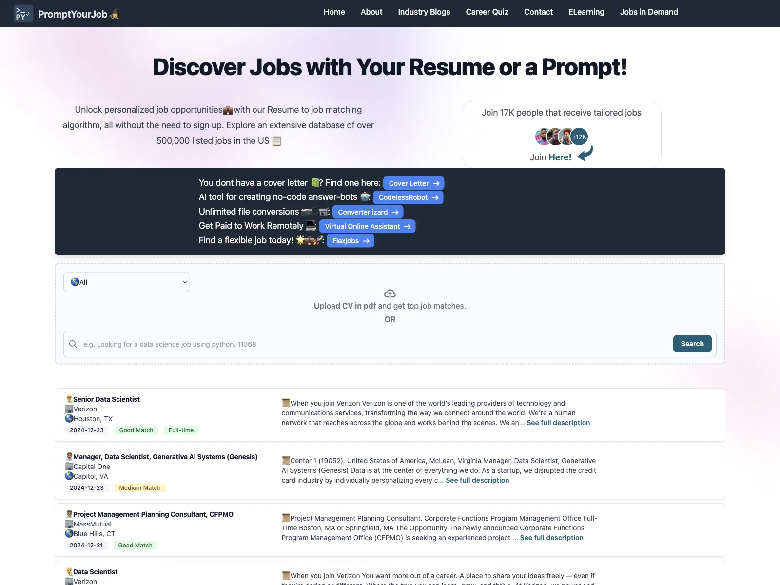 Find Your Dream Job with PromptYourJob's Advanced Matching Algorithm