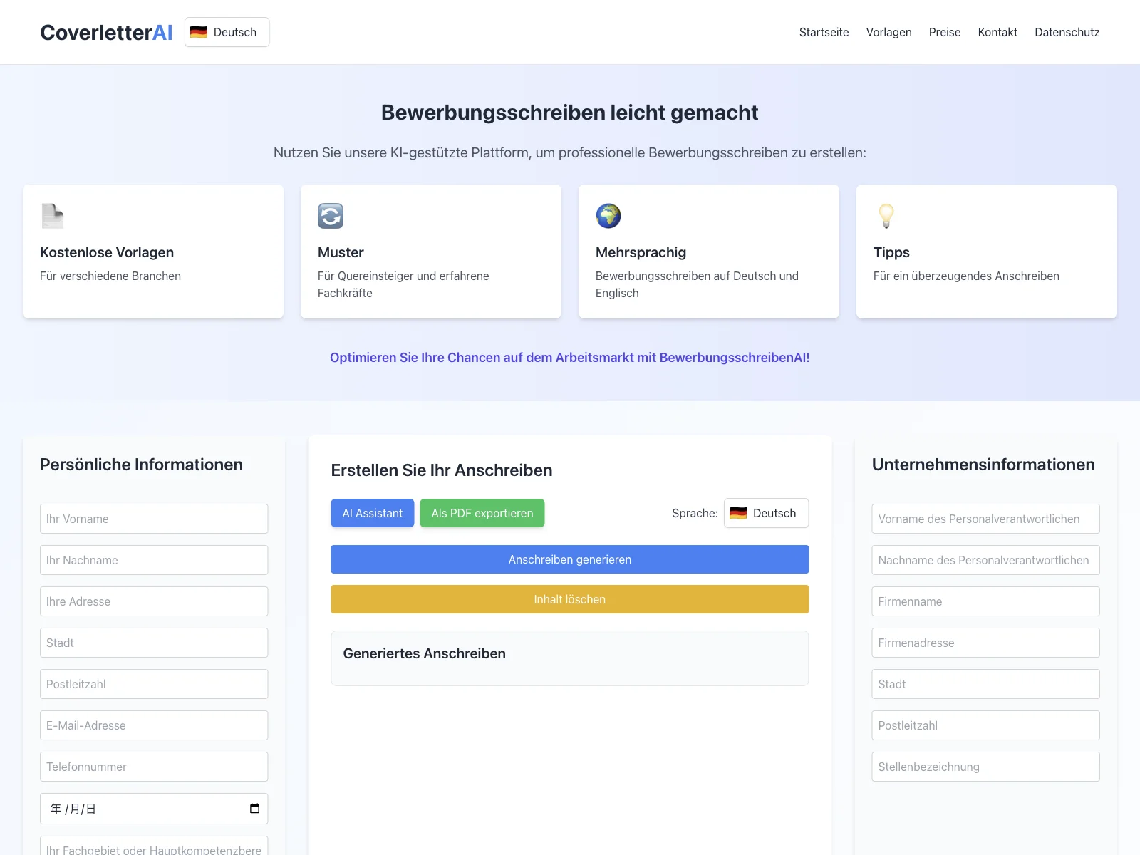 BewerbungsschreibenAI: Craft Professional Cover Letters with Ease