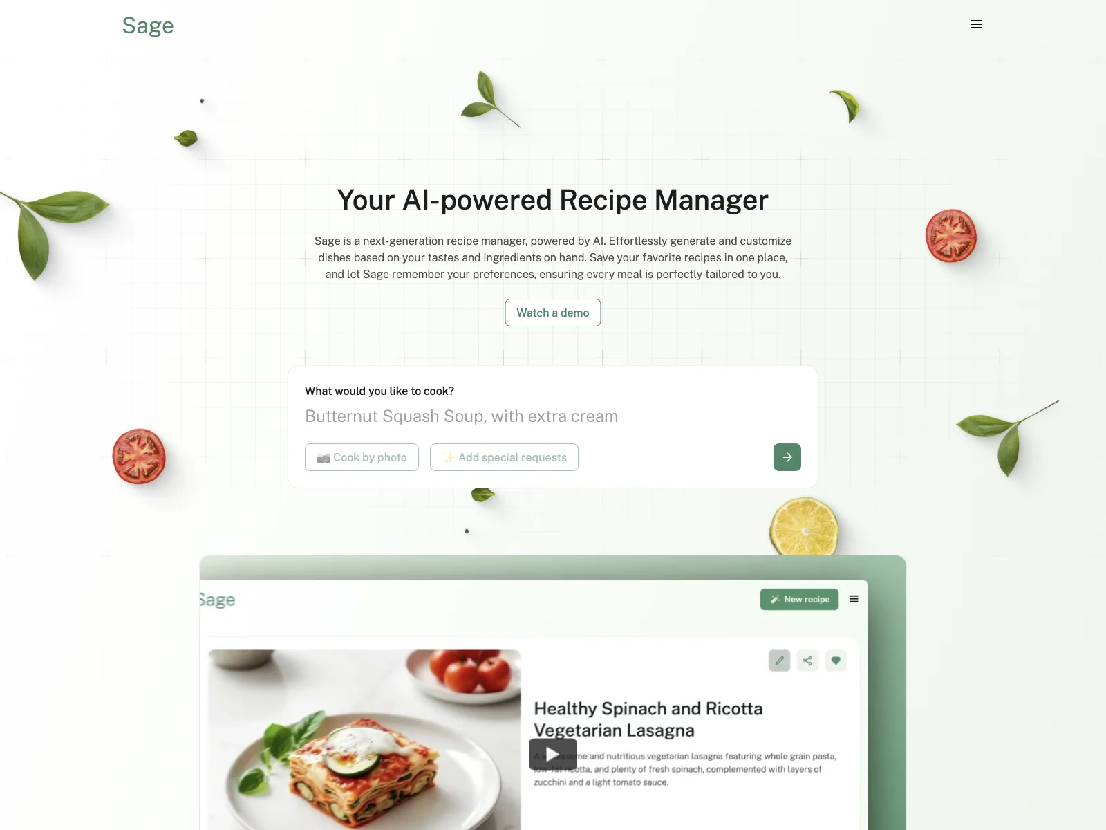 Sage: Customize Dishes with AI-Powered Recipe Manager