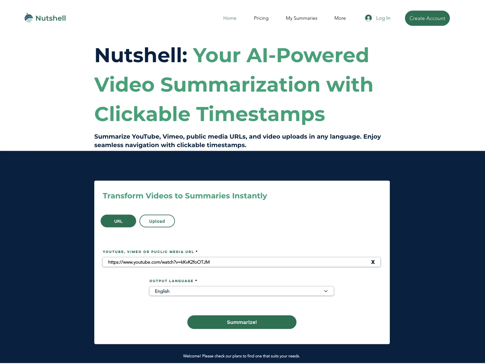 Nutshell: Transform Videos into Summaries Instantly