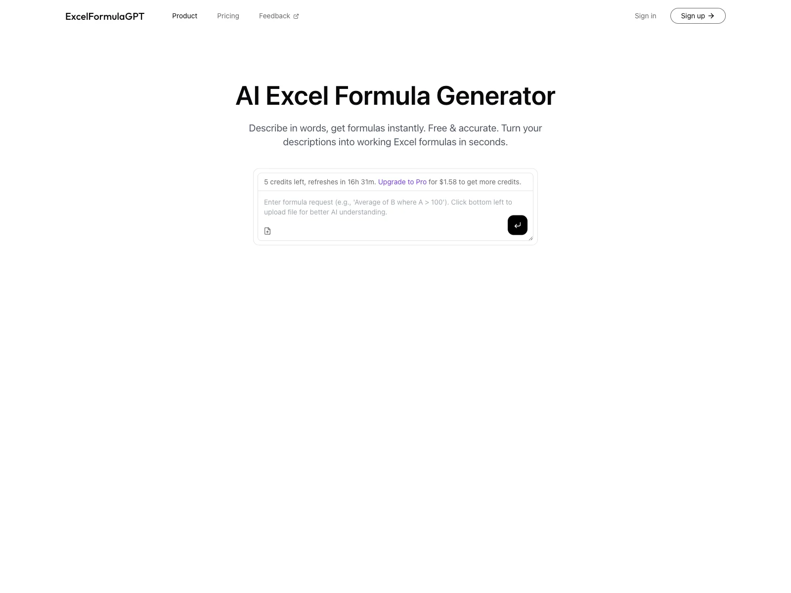 ExcelFormulaGPT: Instant Excel Formula Generation