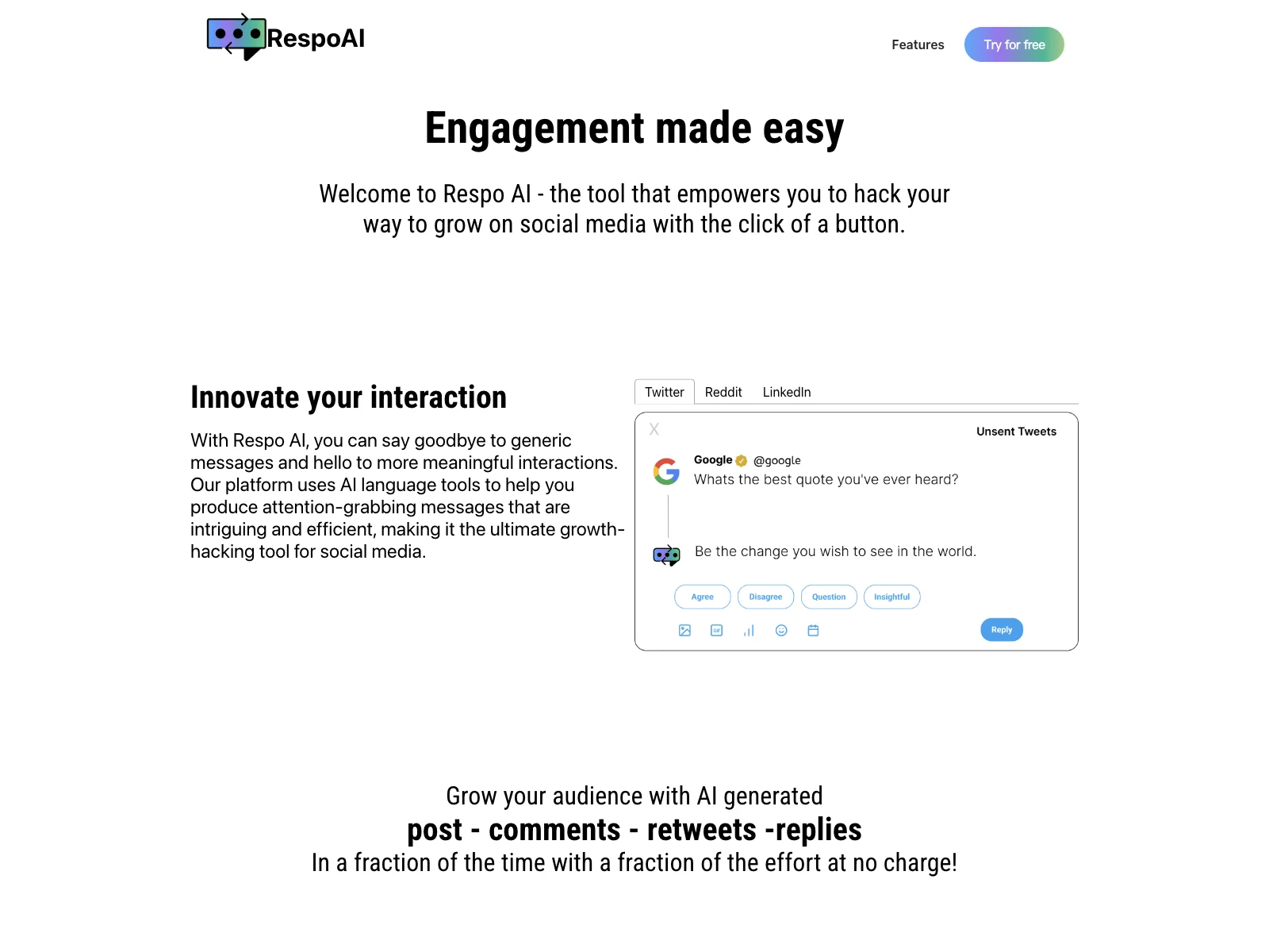 RespoAI: Revolutionize Your Social Media Growth