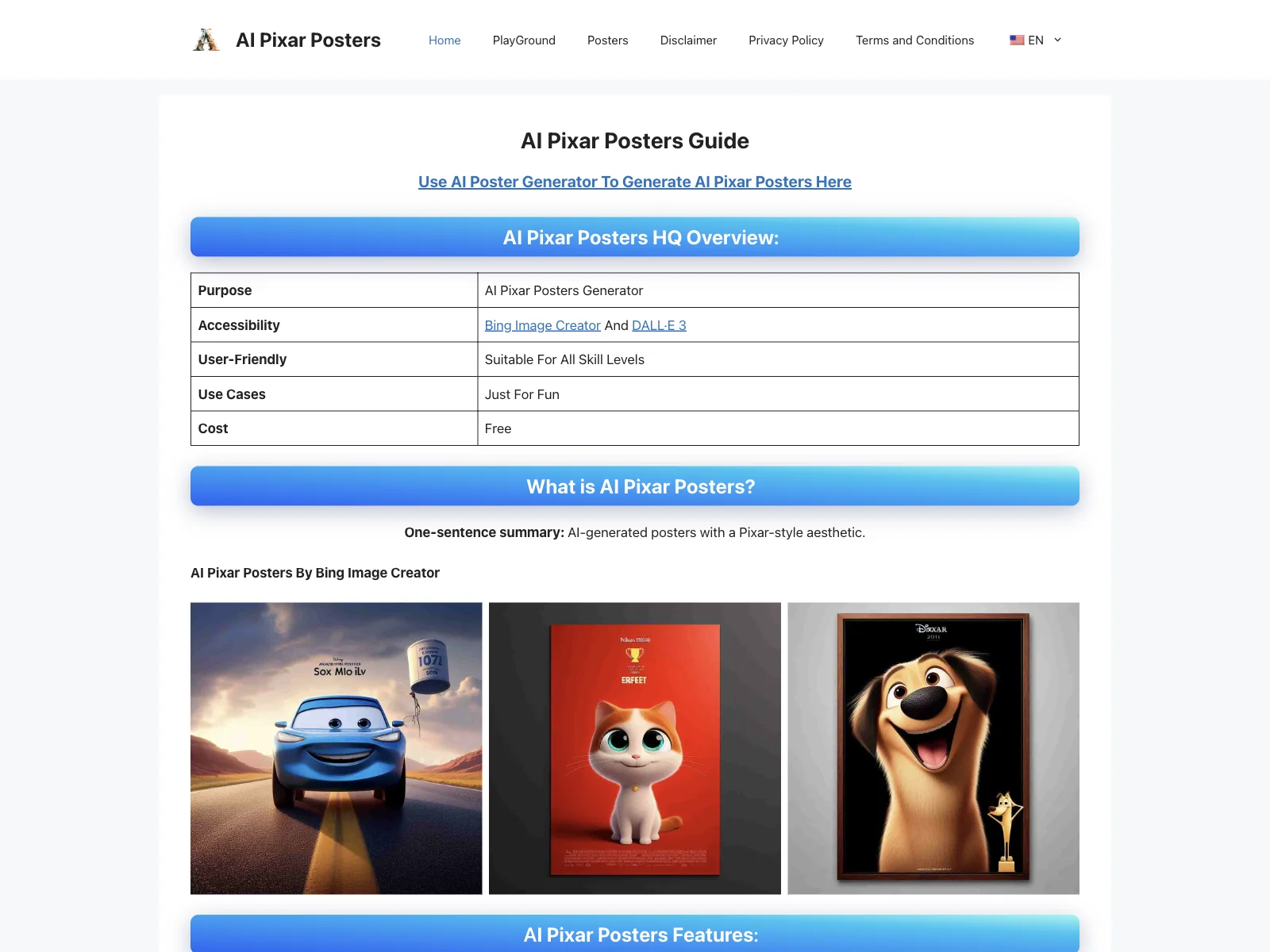 AI Pixar Posters - Free Pixar-Style Poster Generator