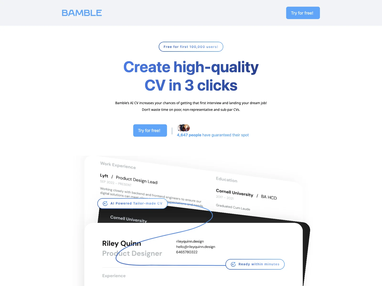 Bamble: AI-Powered CV Creator for Your Dream Job