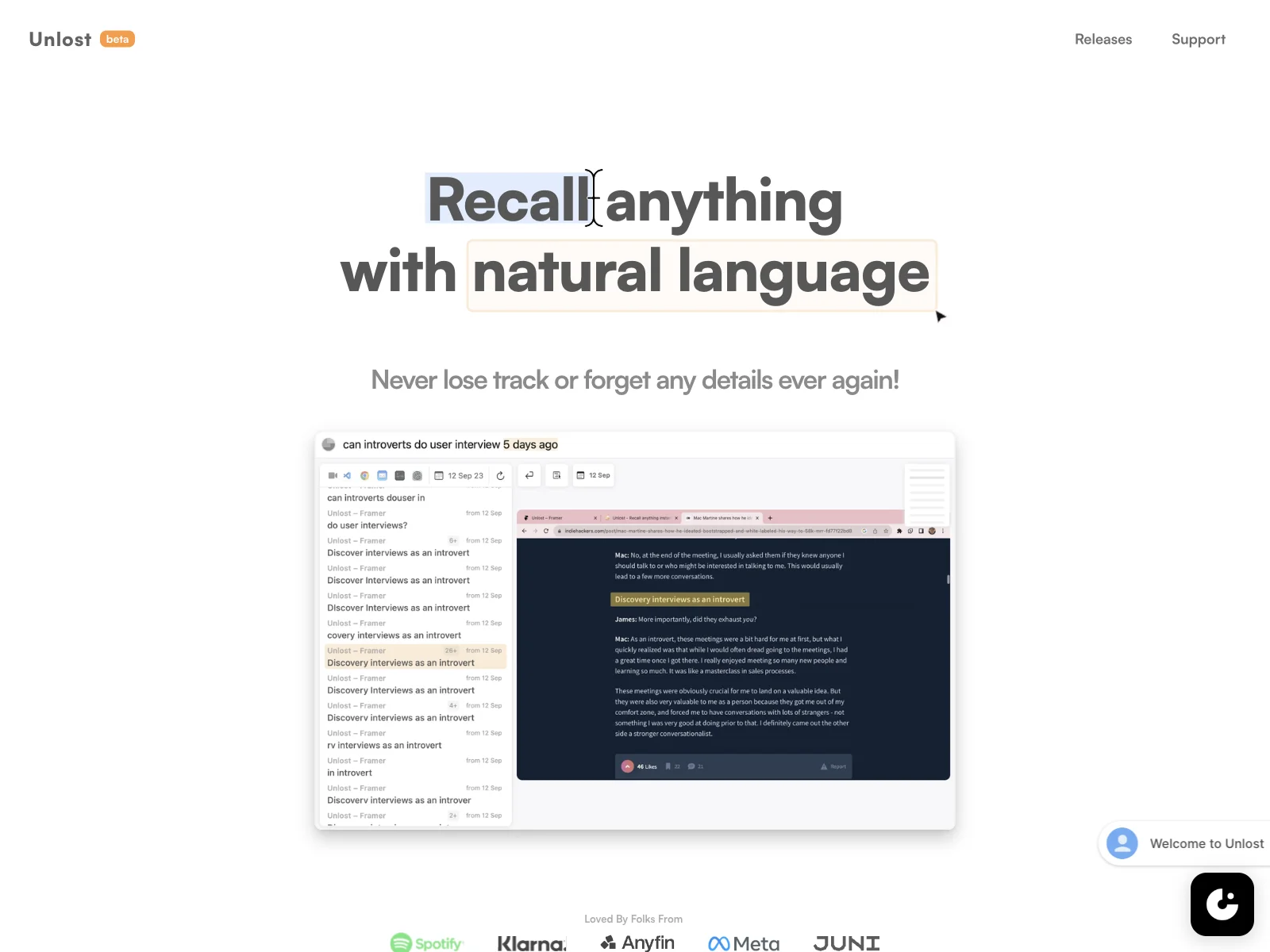 Unlost: The AI-Powered Recall Tool for Effortless Information Retrieval