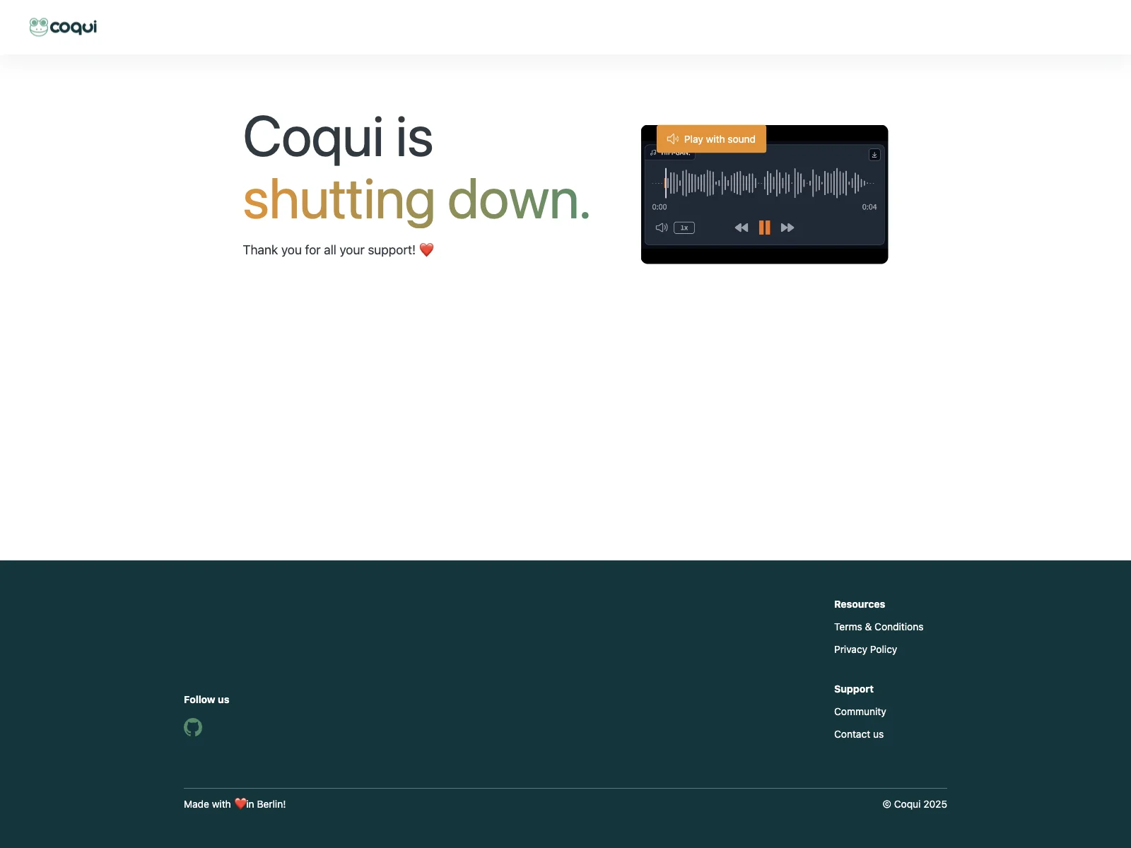 Coqui: Text to Speech Platform Shutting Down