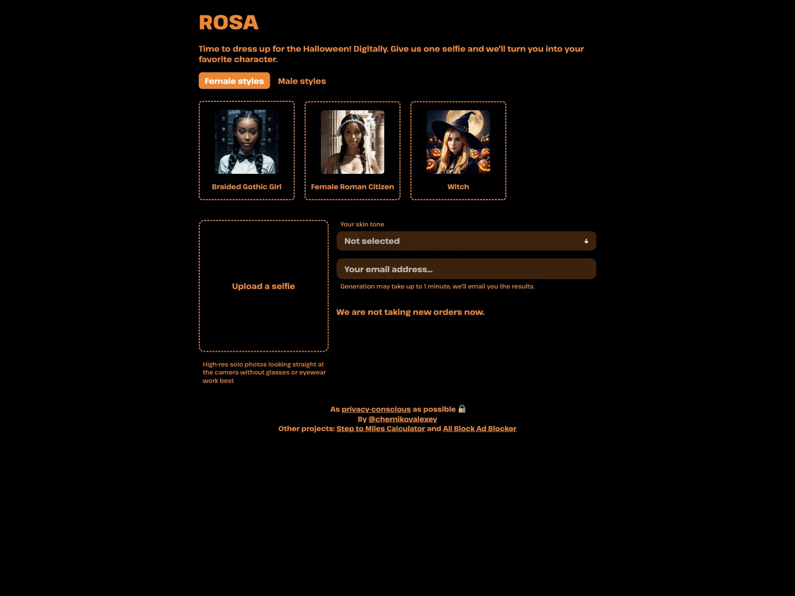 ROSA: Transform Your Selfie into a Halloween Character