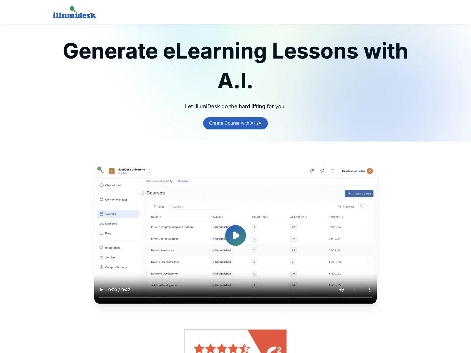 IllumiDesk: AI-Powered eLearning Course Creation and Management