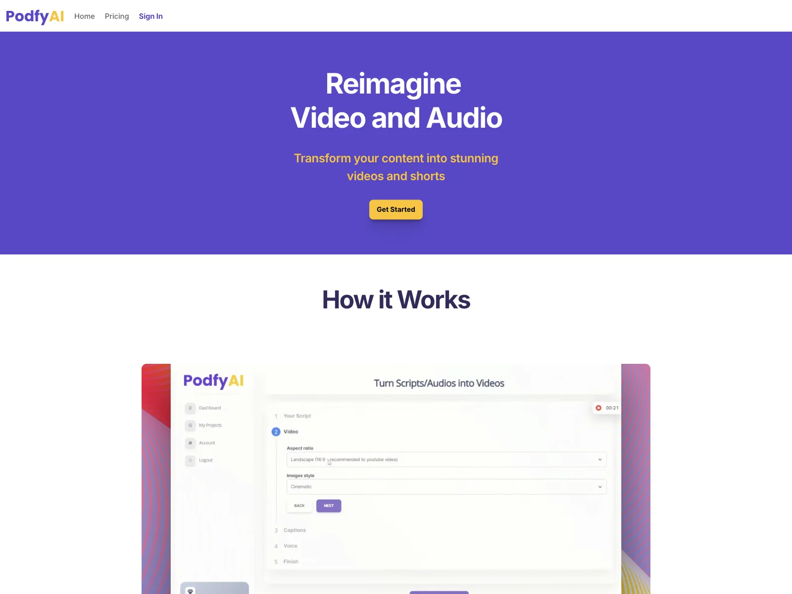 Podfy.ai - Transform Your Content into Stunning Videos