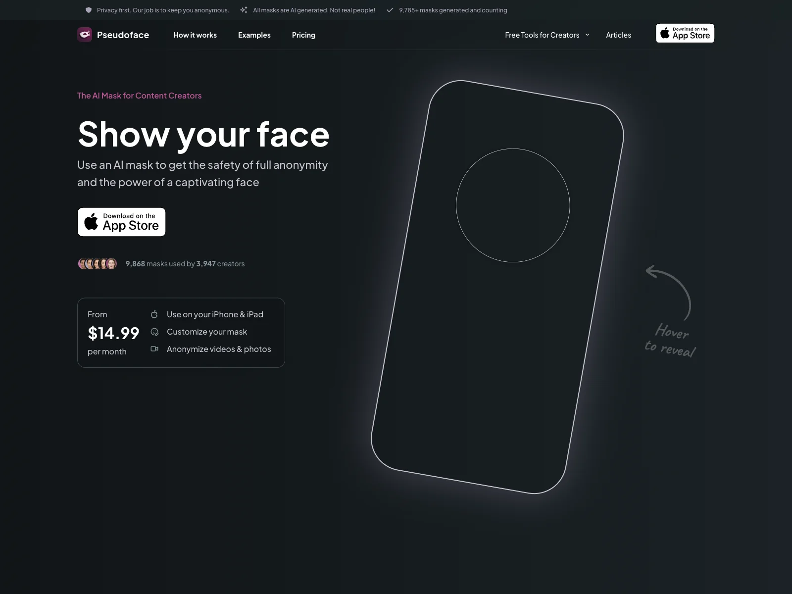 Pseudoface: Unleash Anonymity and Creativity