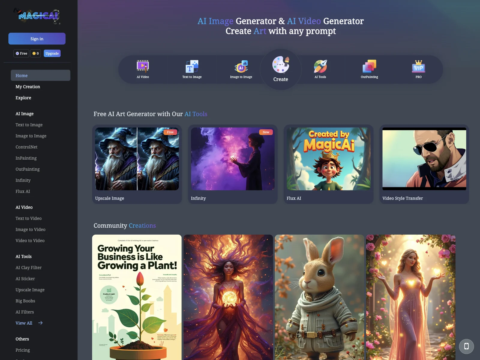MagicAI: Free AI Image, Video & Tools for Stunning Art Creation