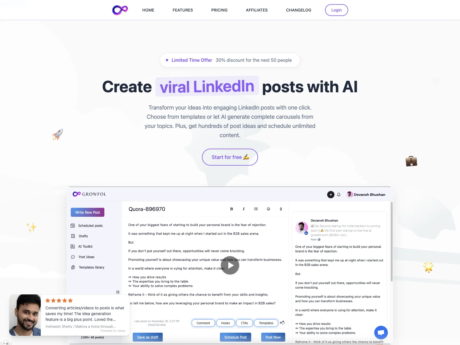 Growfol: Empowering LinkedIn Creators with AI