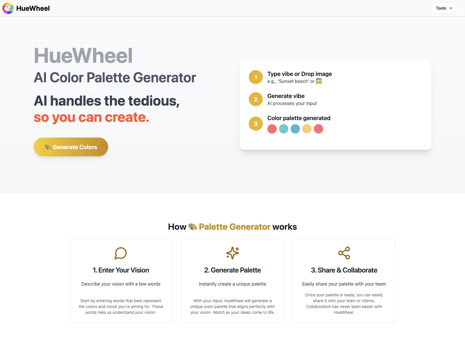 HueWheel: AI-Powered Color Palette Generator for Effortless Creation