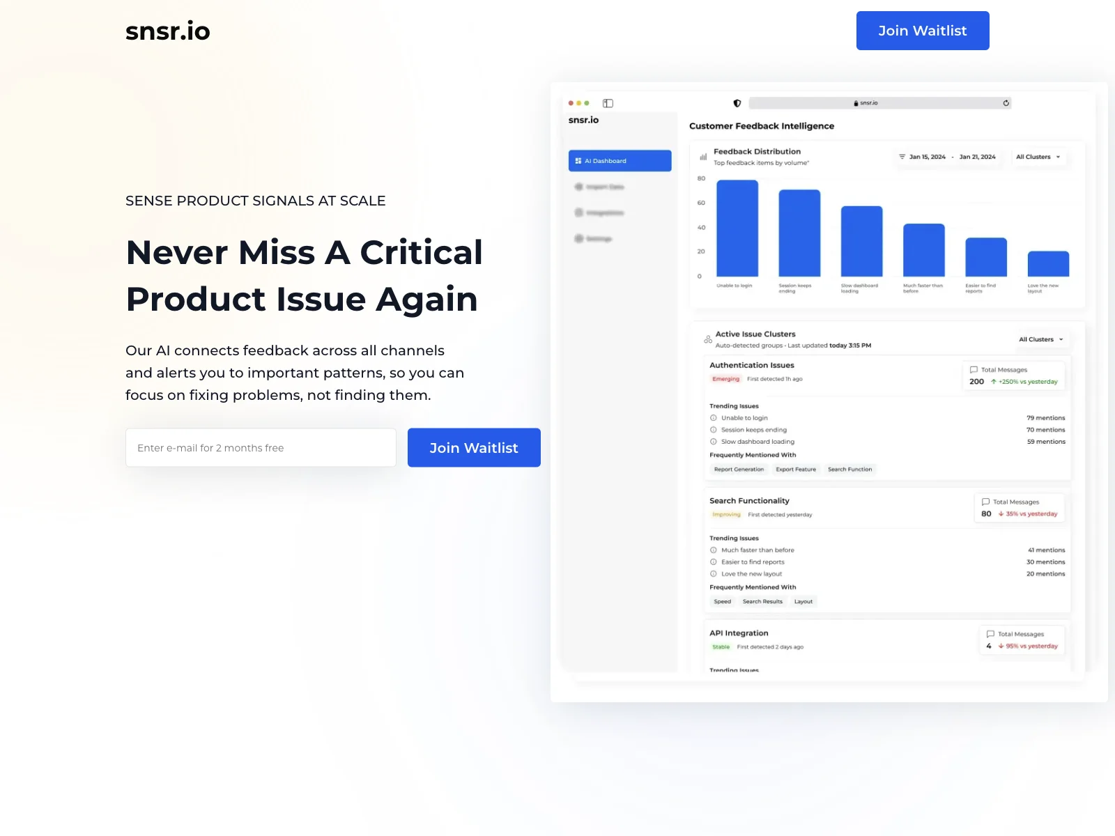 snsr.io | Revolutionize Product Issue Detection with AI