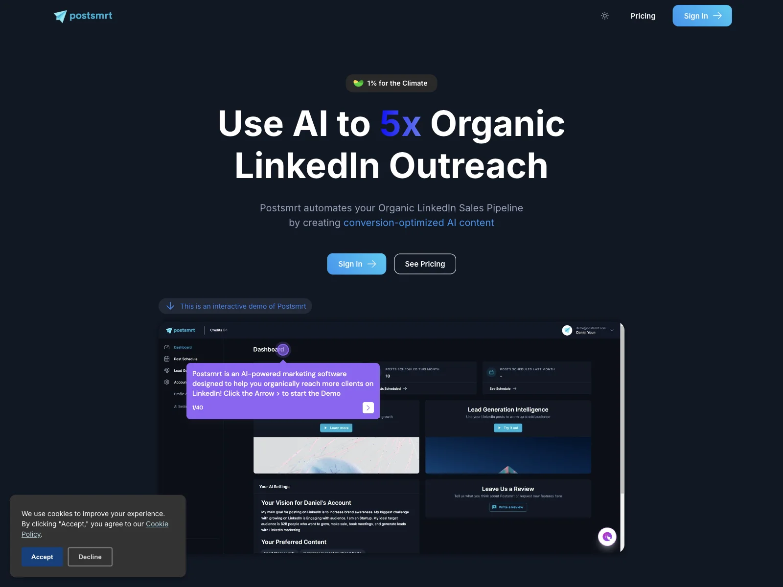 Postsmrt: Amplify Your Organic LinkedIn Outreach 5x with AI