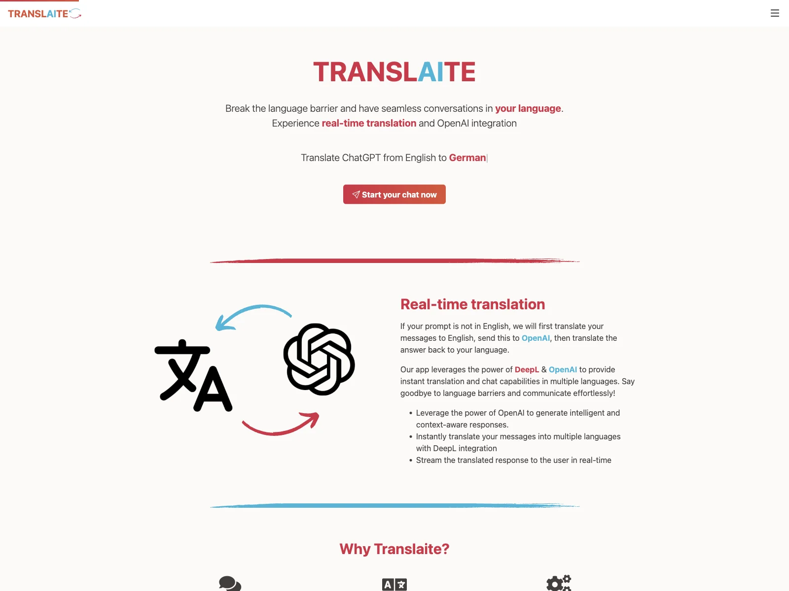 Translaite: Seamless Cross-Language Conversations with AI