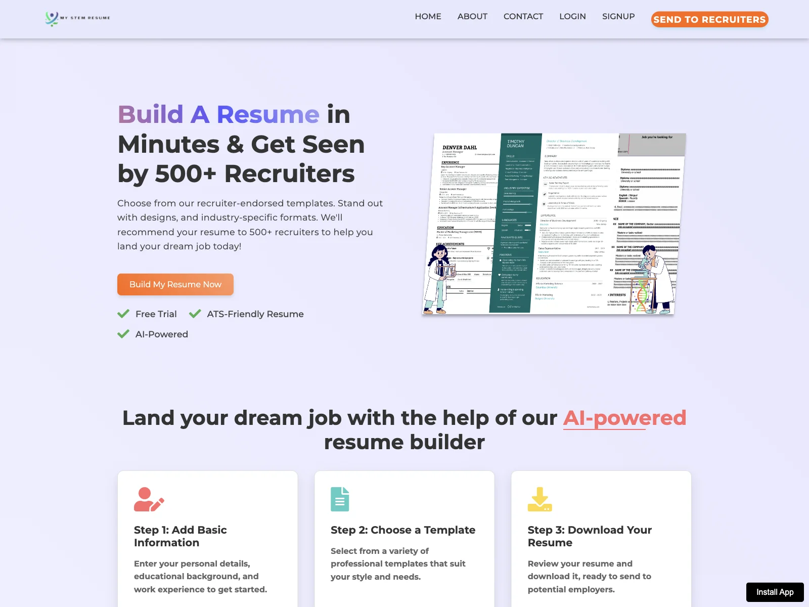 My STEM Resume: AI-Powered Resume Builder for STEM Professionals' Dream Jobs