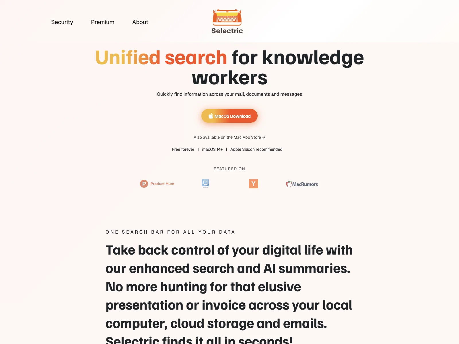 Selectric: Unifying Your Search for Quick Information Access