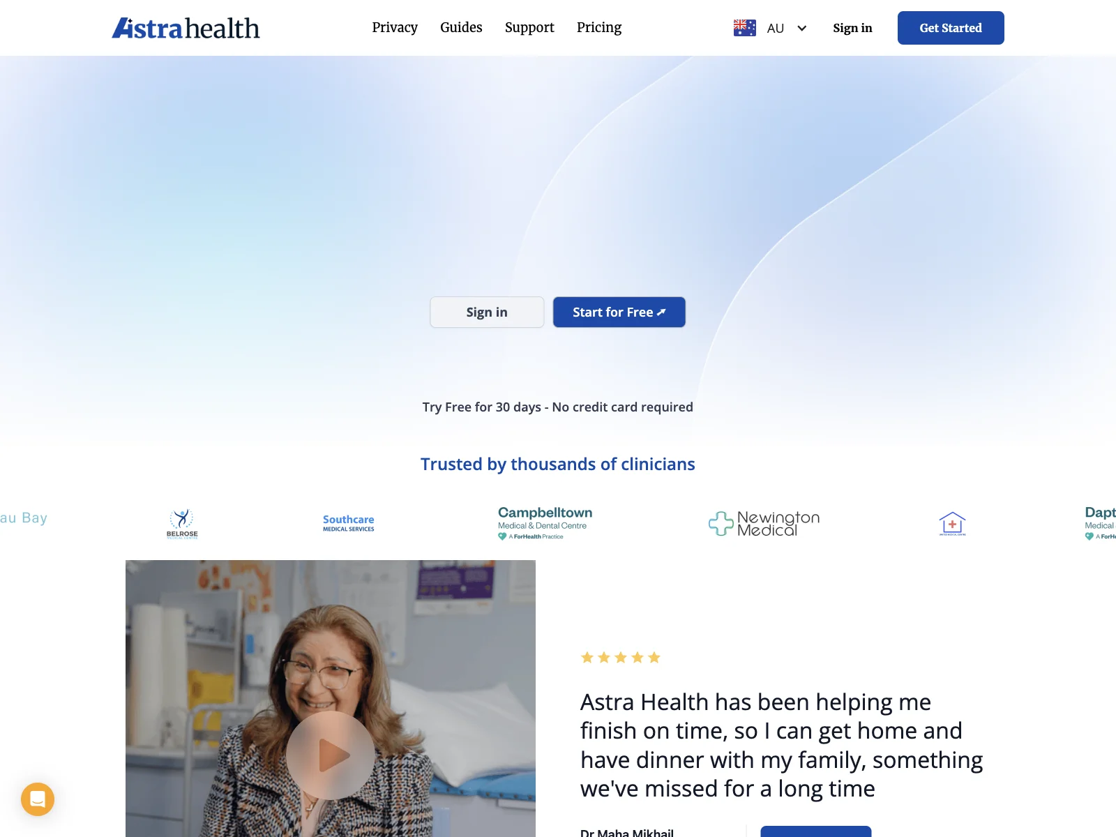 Astra Health AI: Empowering Clinicians with Advanced Features