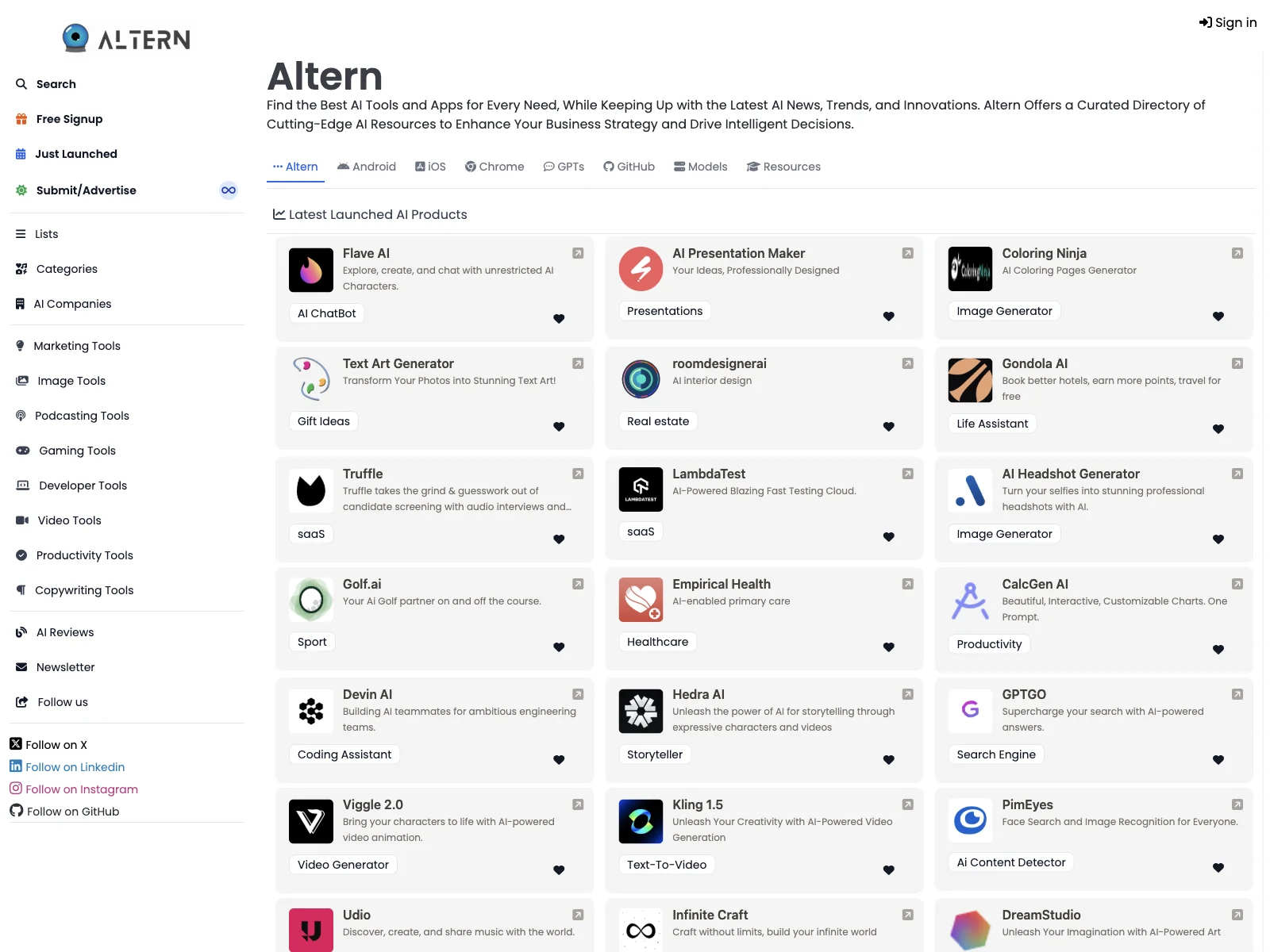 Altern: Find the Best AI Tools and Stay Updated