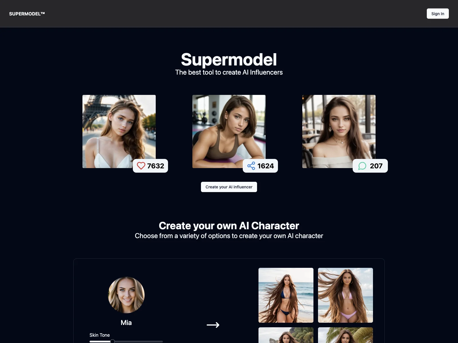 Supermodel: Create Stunning AI Influencers