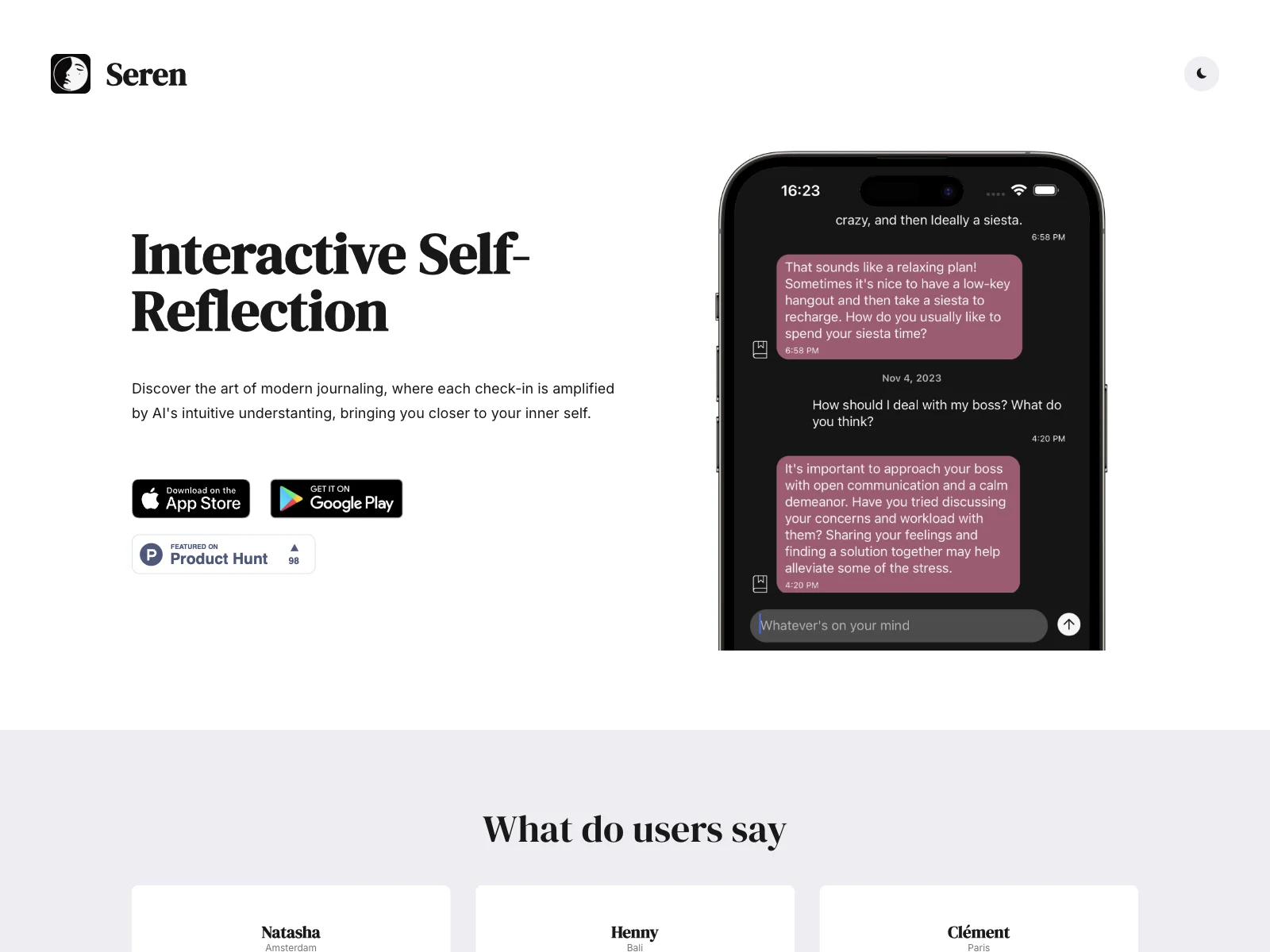 Seren: Unleash Your Inner Thoughts with AI Journaling