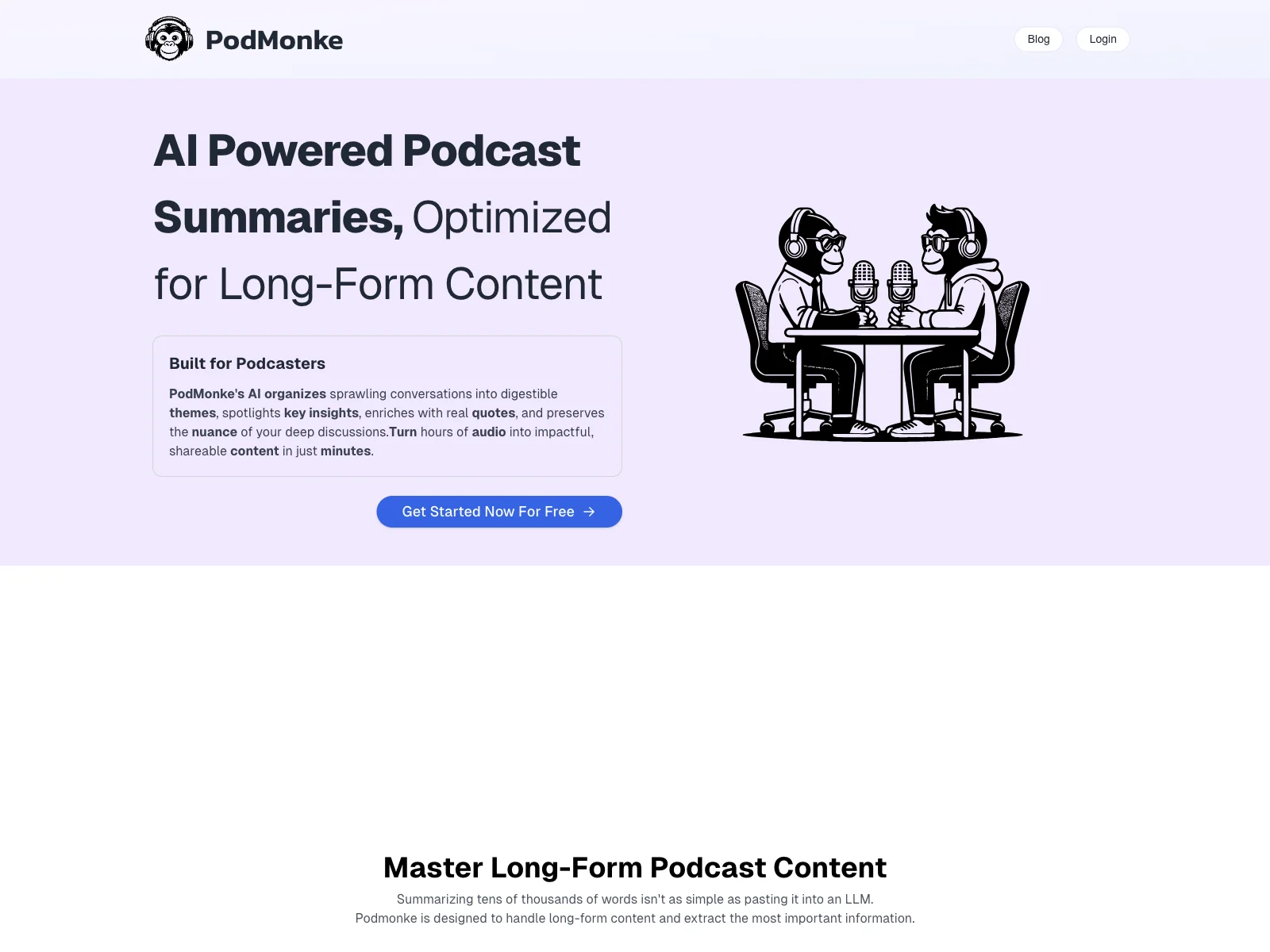 PodMonke: Transform Your Podcast Summaries with AI