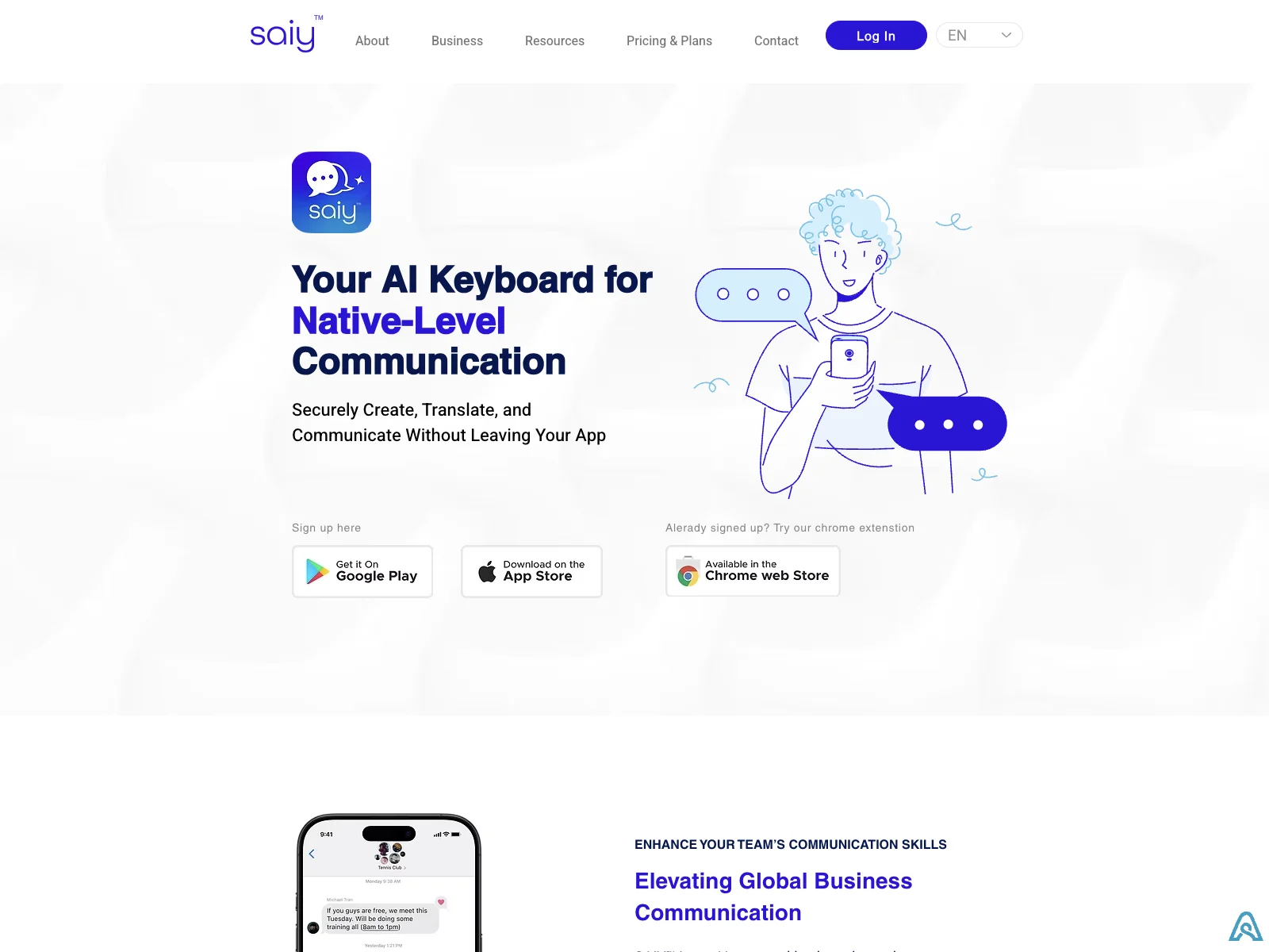 SAiY™: The AI-Powered App for Secure & Professional Multilingual Business Communication