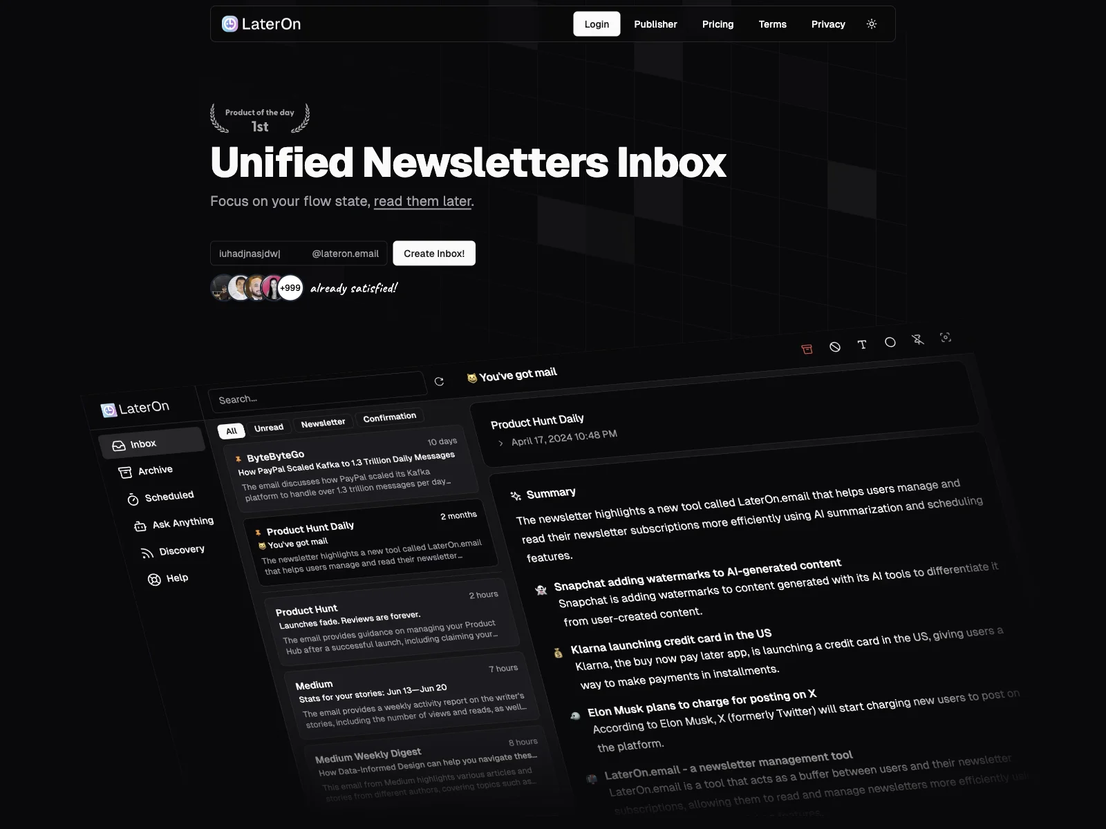 LaterOn: Transform Your Inbox with AI-Powered Newsletter Aggregation