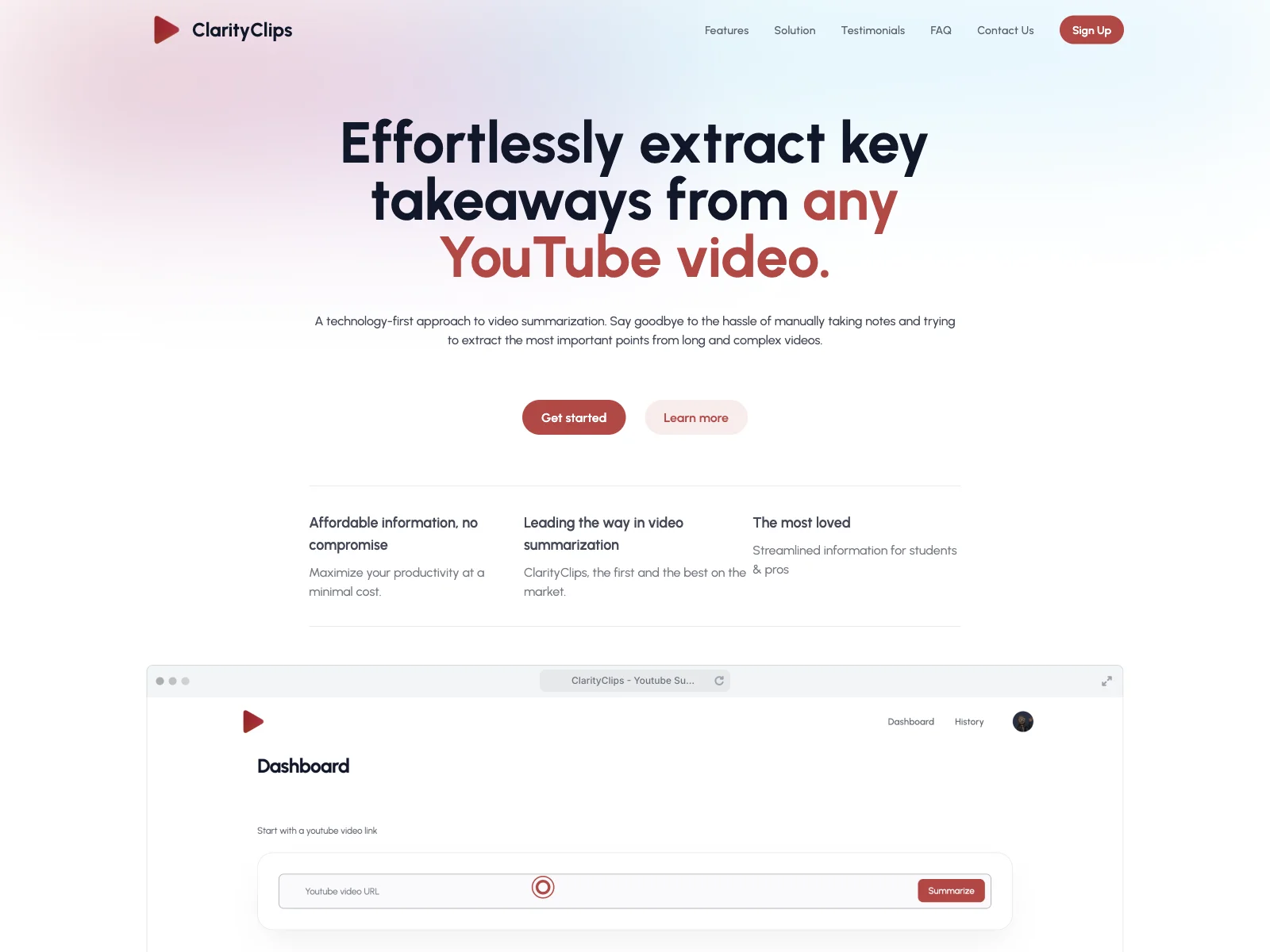 ClarityClips: The Ultimate YouTube Video Summarizer for Quick Information Extraction