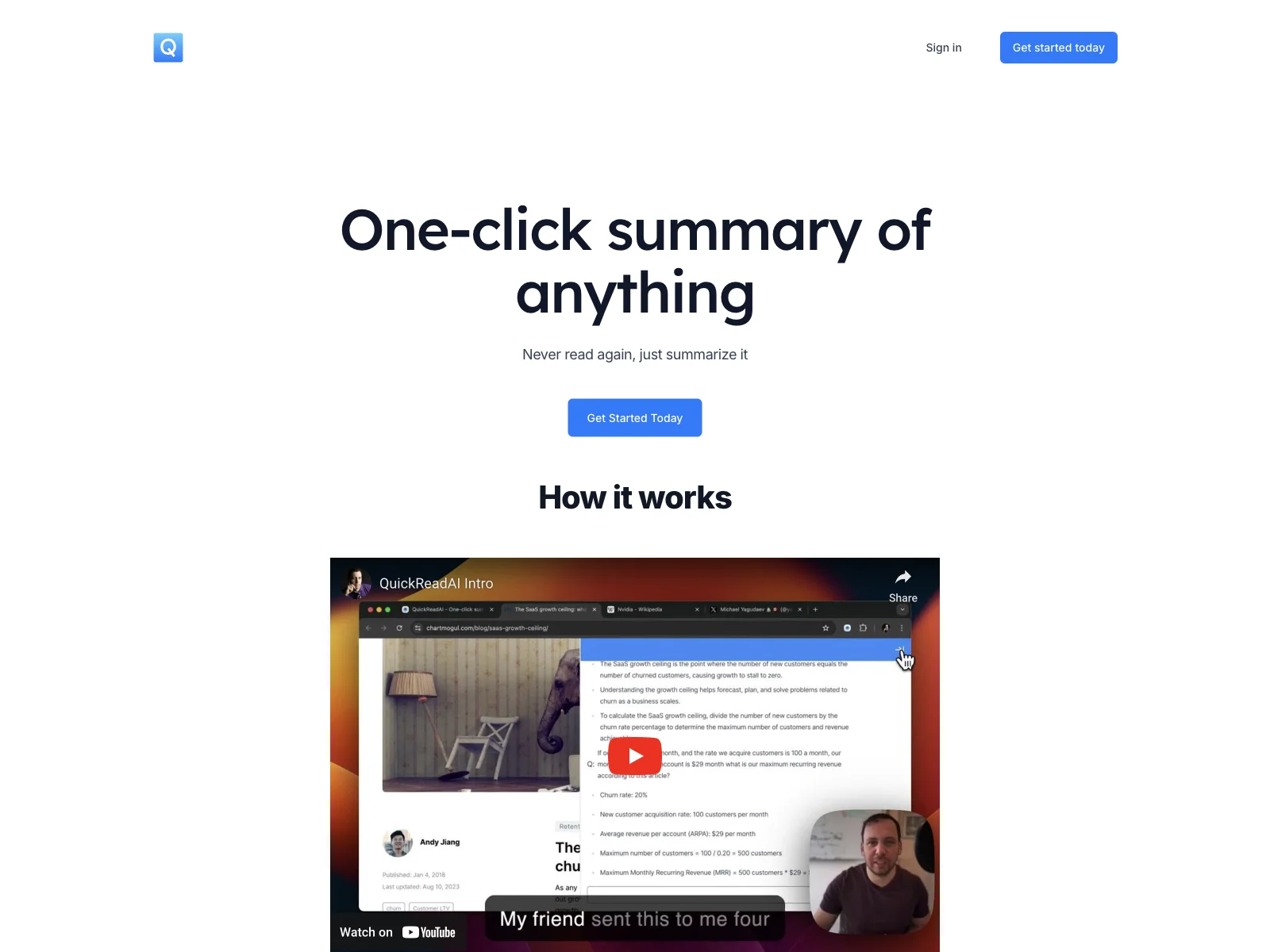 QuickReadAI: Effortless One-click Summarization for All Your Content Needs