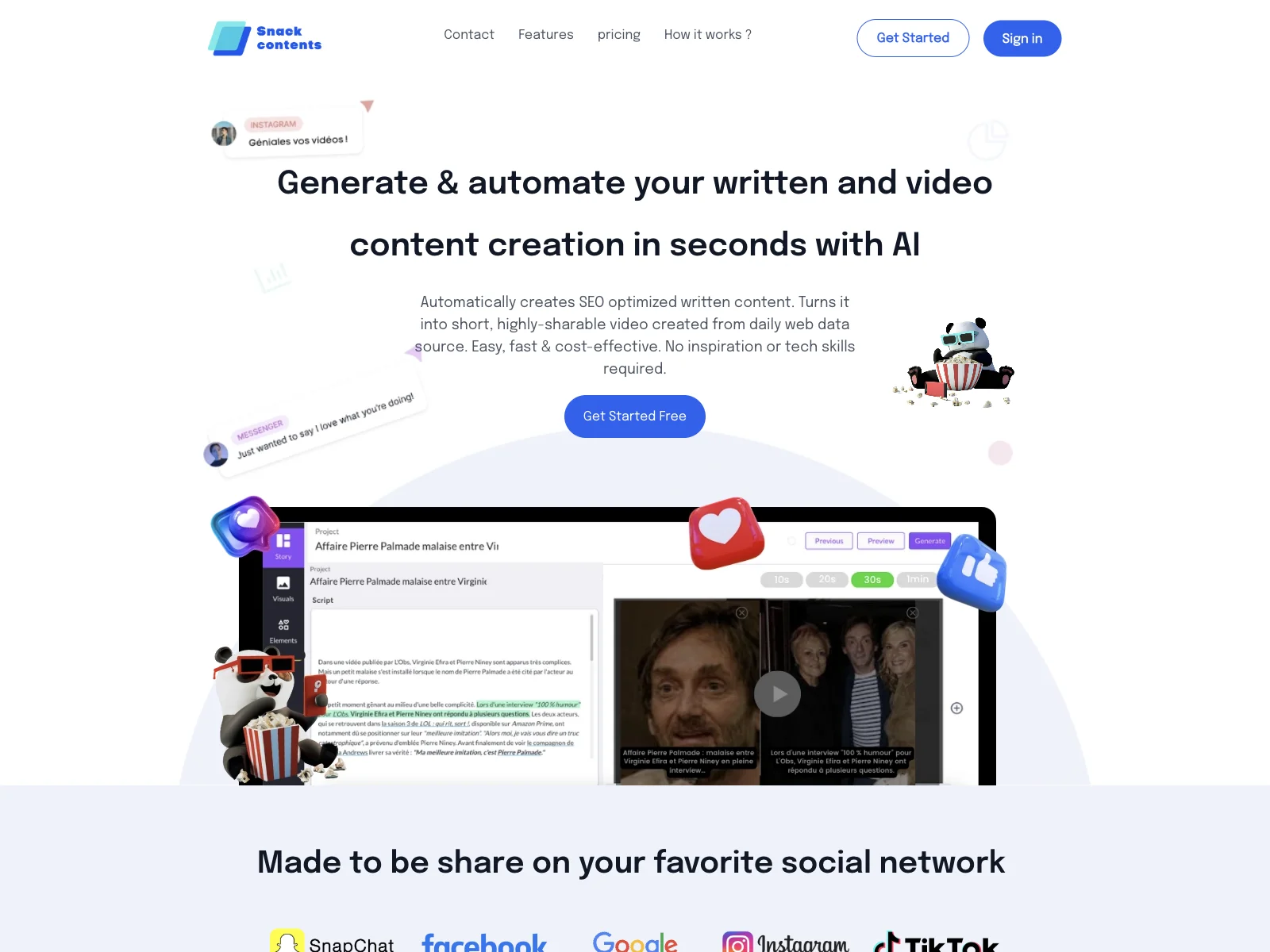 Generate Engaging Content with SnackContents' AI in Seconds