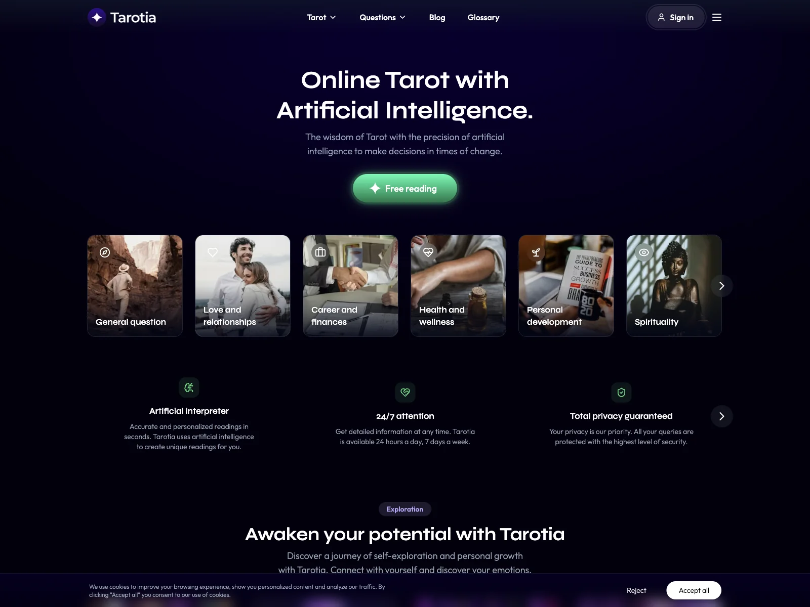 Tarotia: AI-Powered Tarot Readings for Insight and Growth