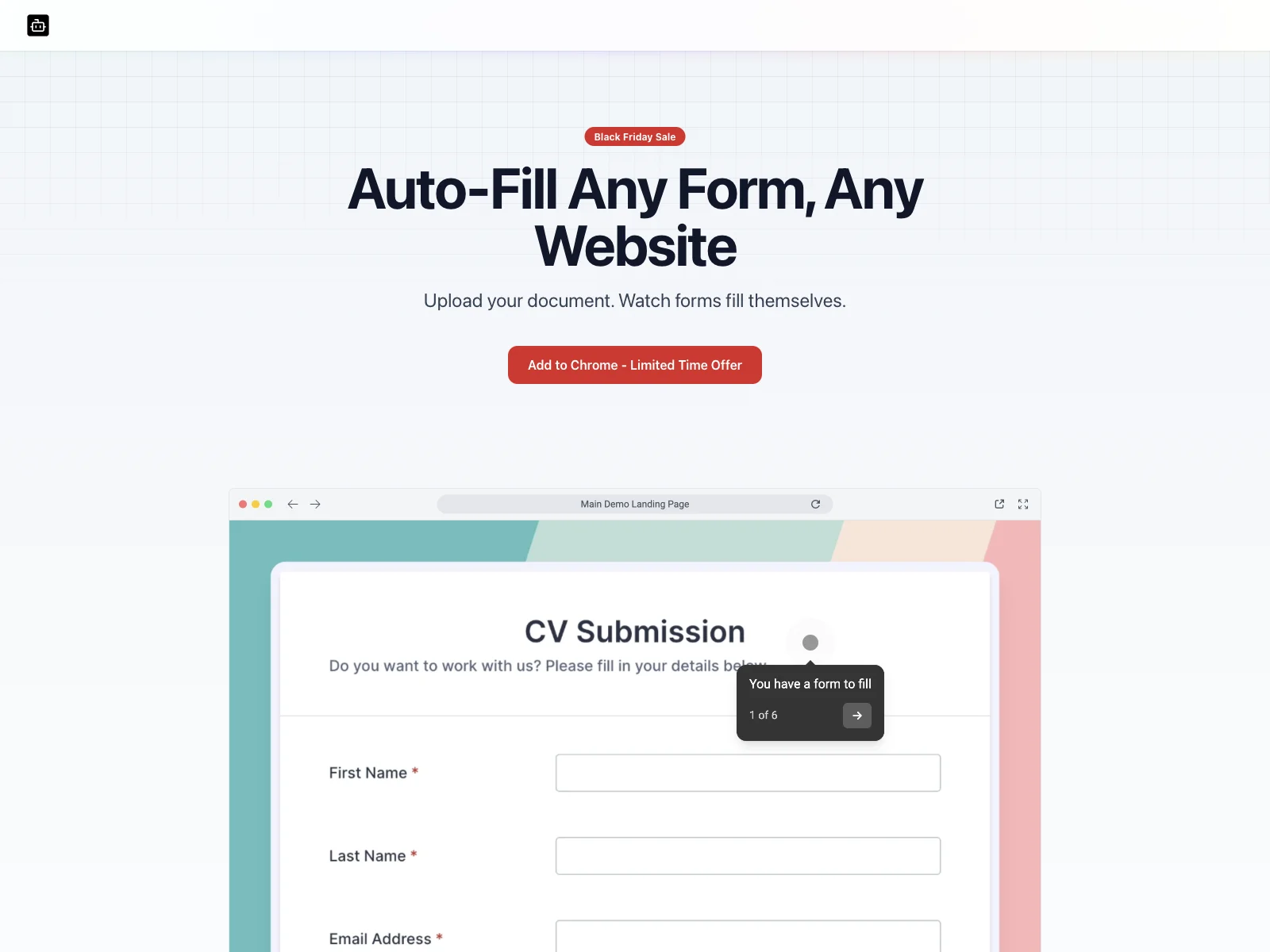 FillBot - AI-Powered Form Filling | Black Friday Special