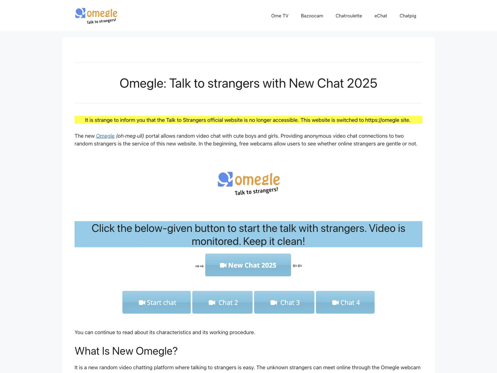 Omegle: Connect with Strangers via Random Video Chat