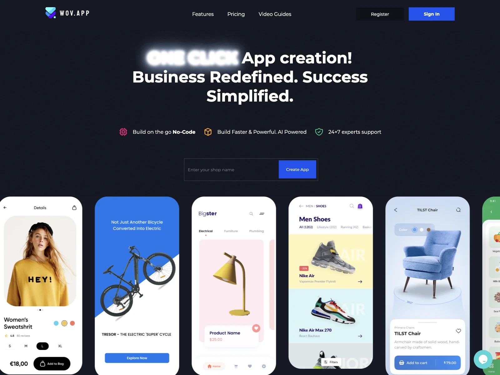 Create Shopping Apps Faster with AI - WOV.APP