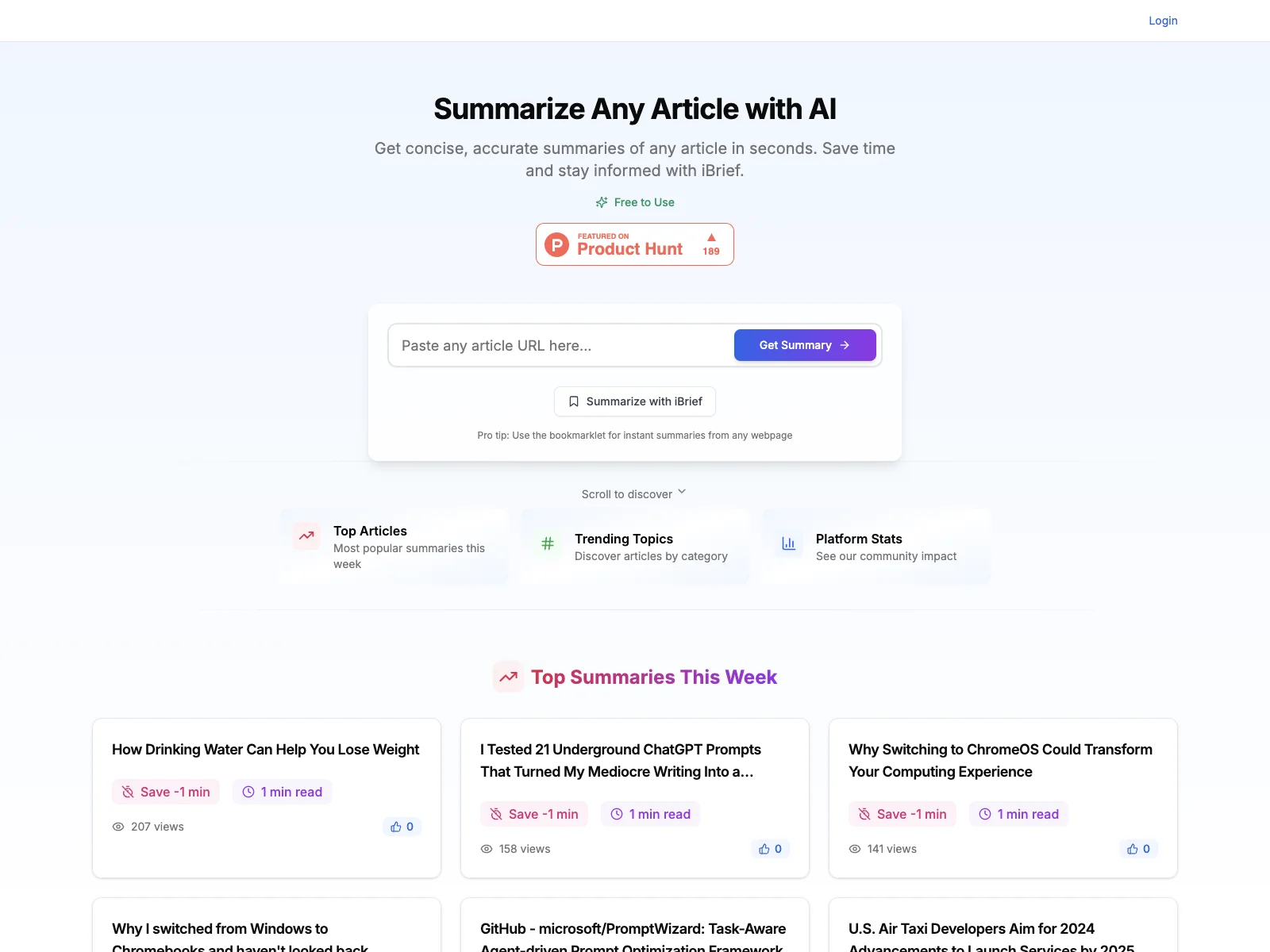 iBrief - AI-Powered Article Summarizer: Quick and Accurate Summaries