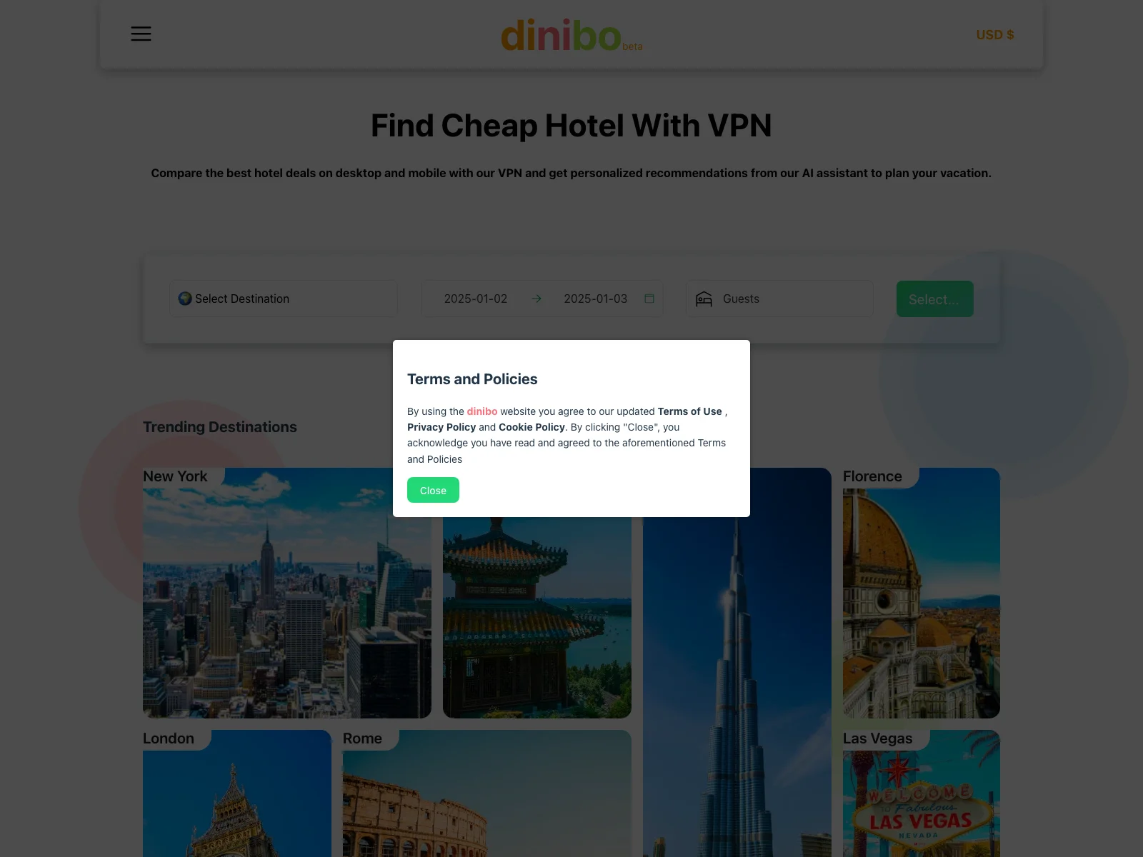 dinibo - Unbeatable Deals on Cheap Hotels with VPN