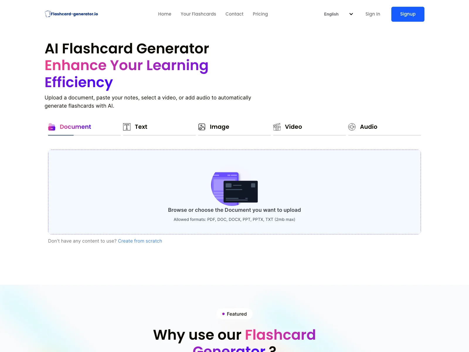 Efficient Learning with AI Flashcard Generator