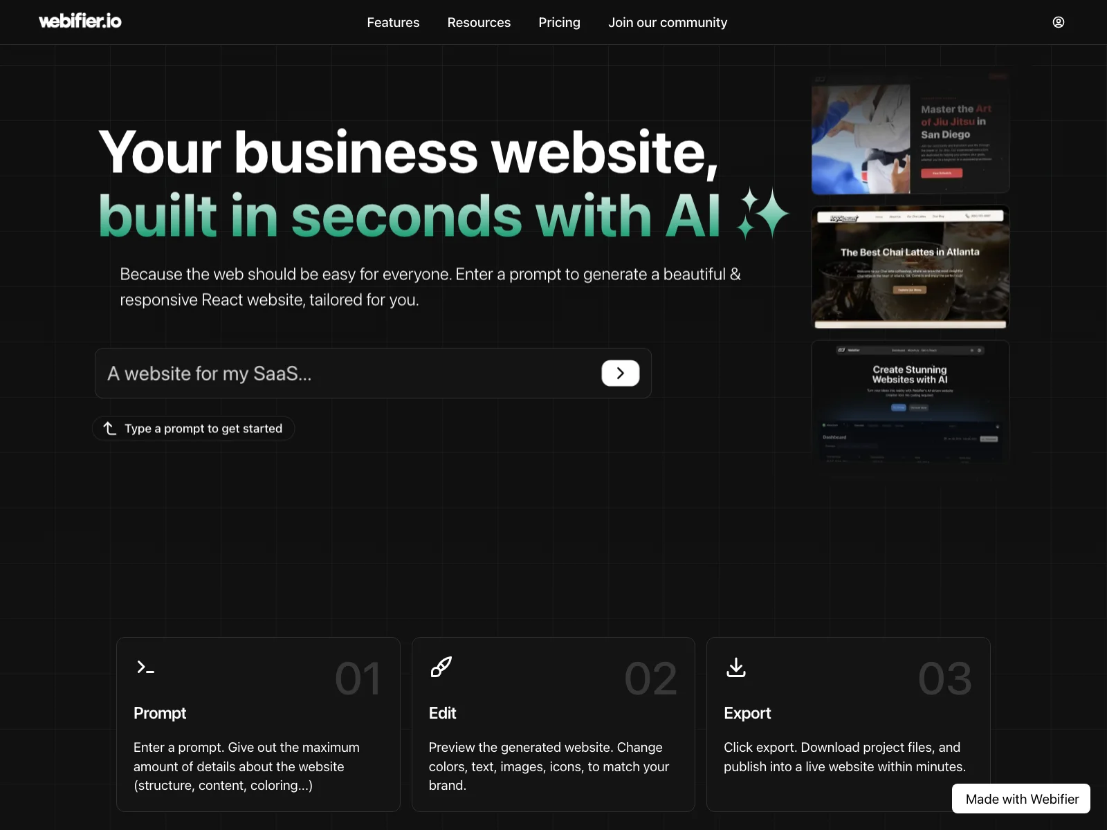 Webifier: Build Custom Websites with AI Ease