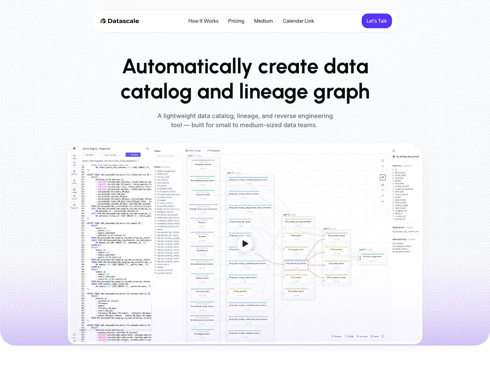 Datascale: Automate Your Data Lineage and Cataloging for Small to Medium Teams