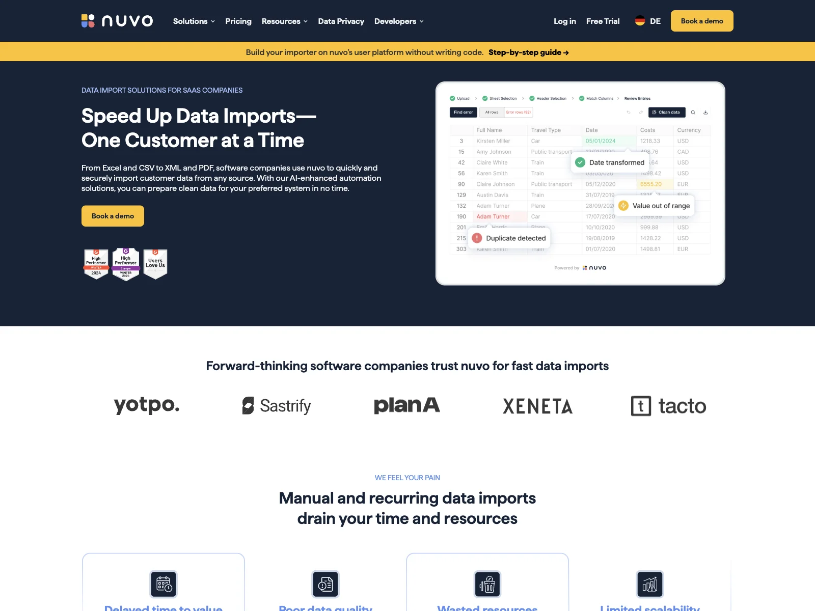 nuvo: Speeding Up Data Imports with AI Automation