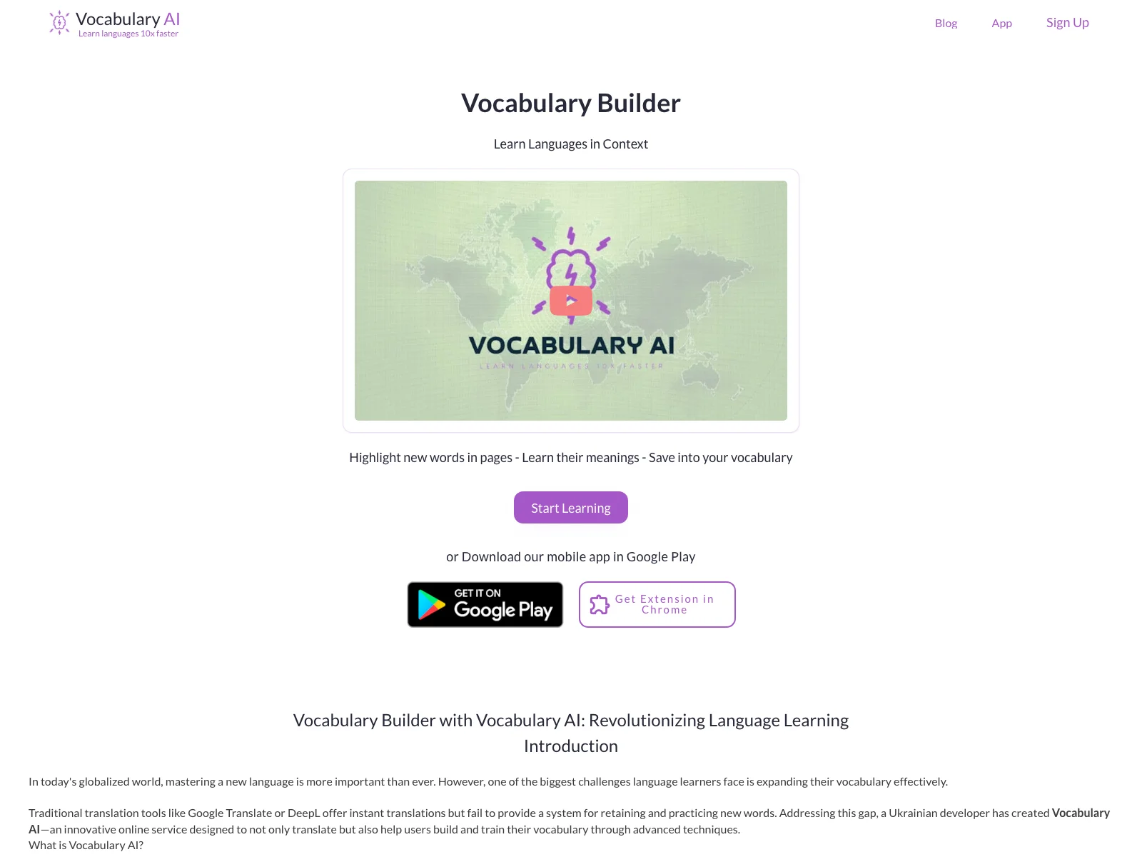 Vocabulary AI: Empowering Language Learners with Effective Vocabulary Building