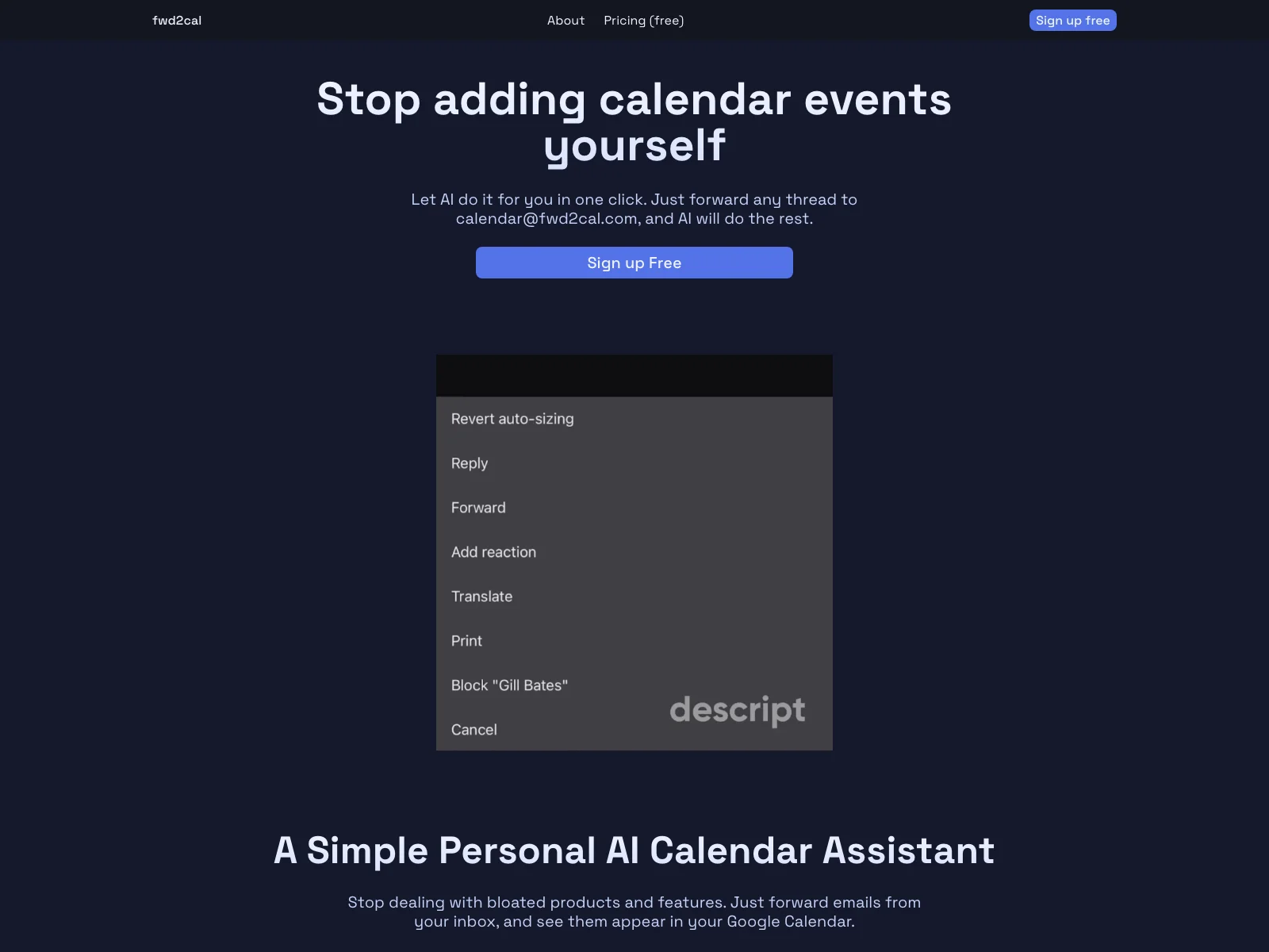 fwd2cal: Simplify Calendar Scheduling with AI