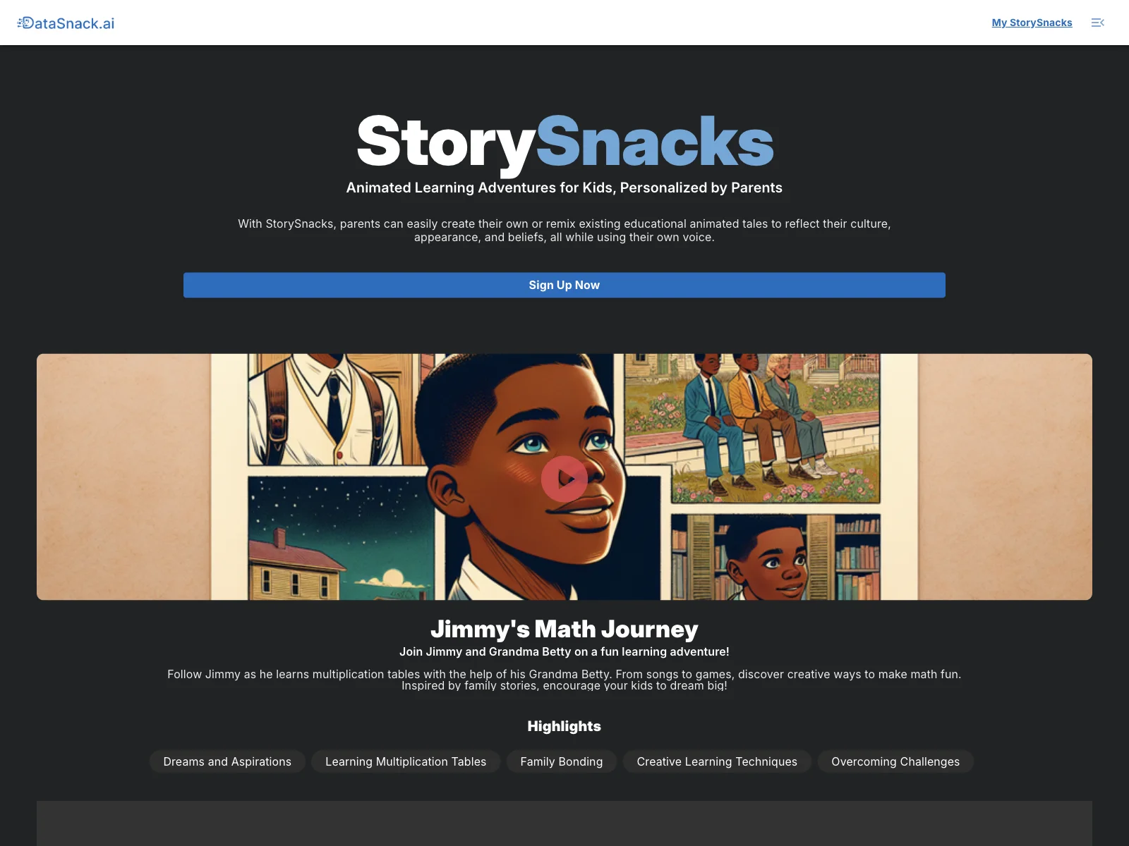 StorySnacks: Personalized Animated Learning for Kids