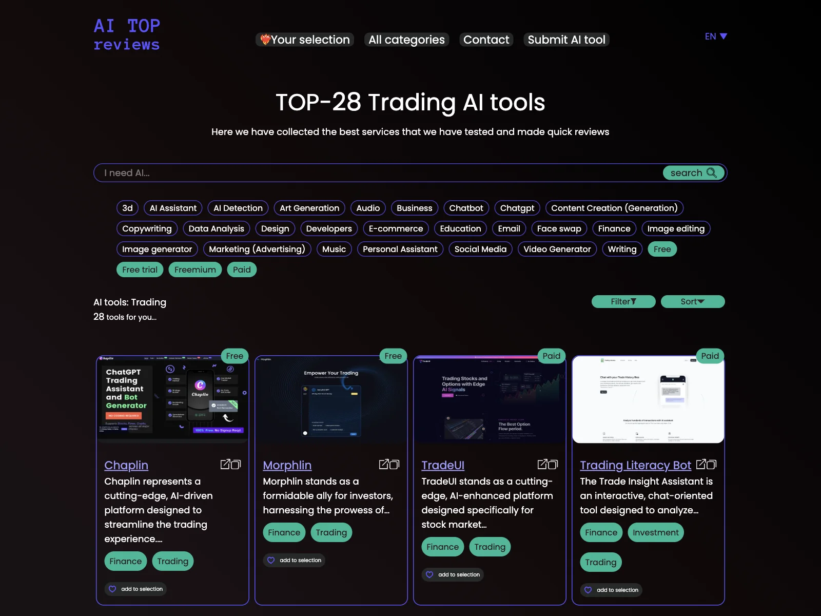 Unveiling the Best Trading AI Tools on AITopReviews