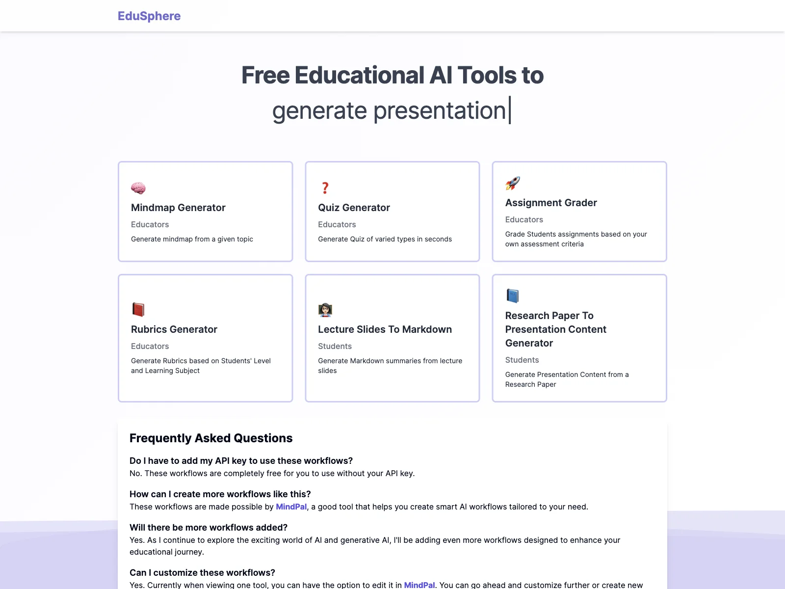 EduSphere: Empowering Education with Free AI Tools