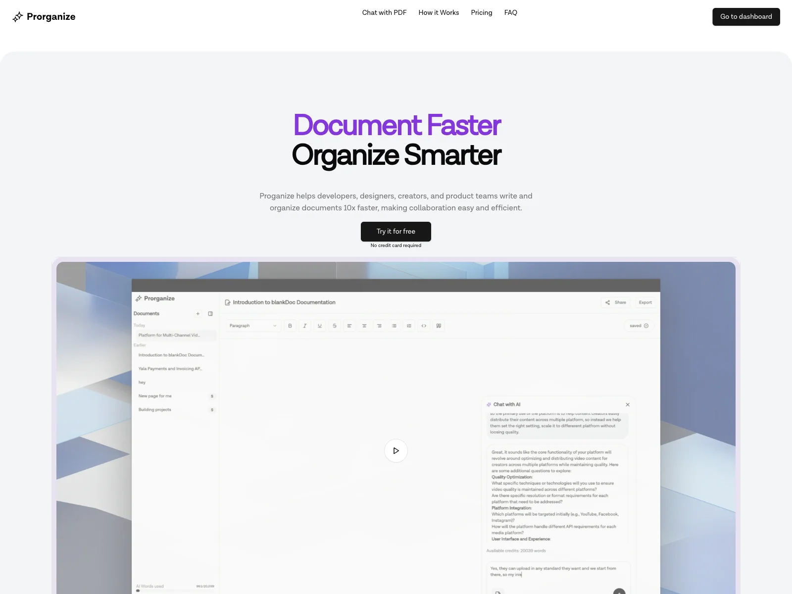 Proganize: Streamlined Document Creation & Collaboration