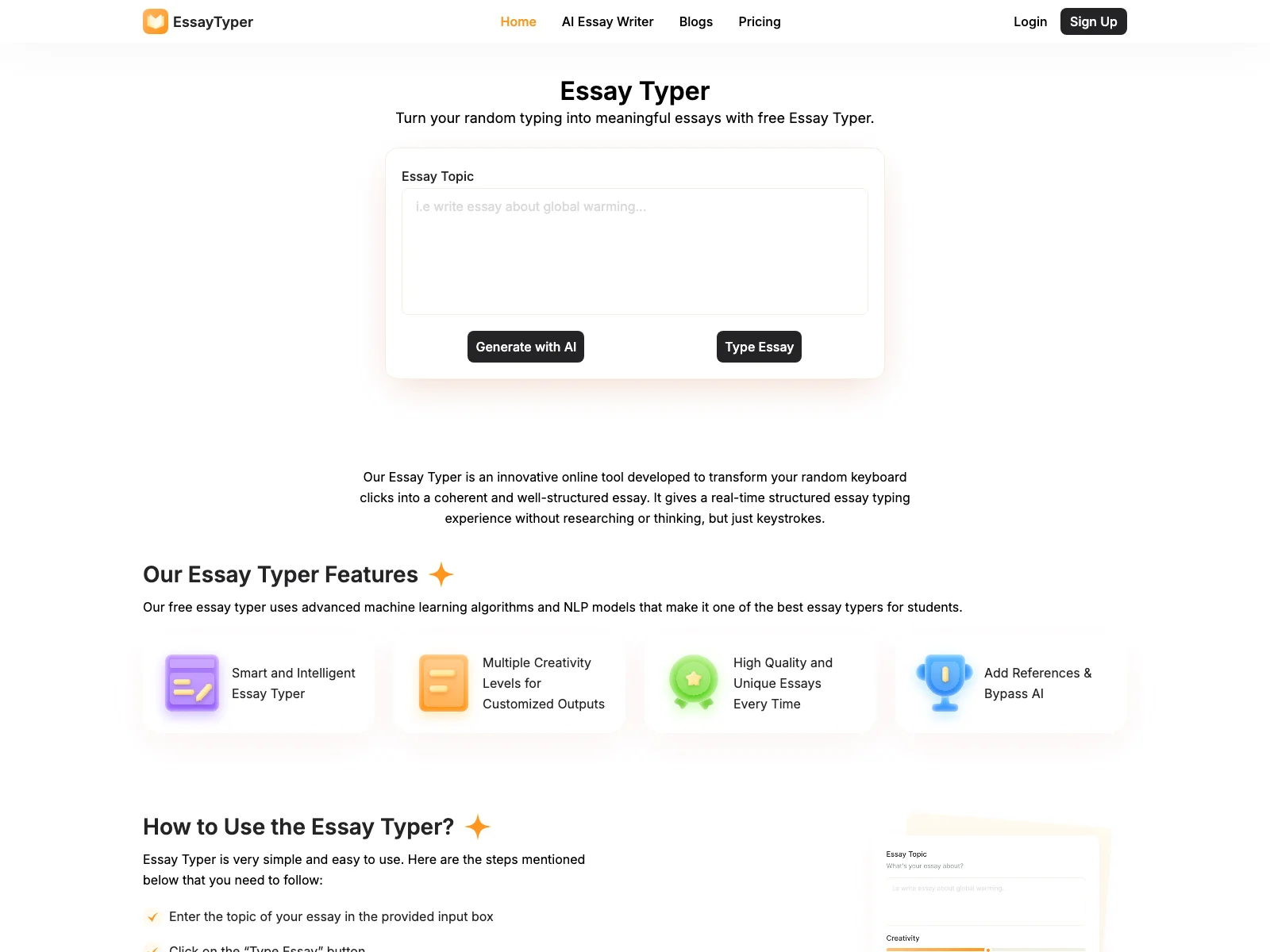 EssayTyper: The AI-Powered Tool for Effortless Essay Writing