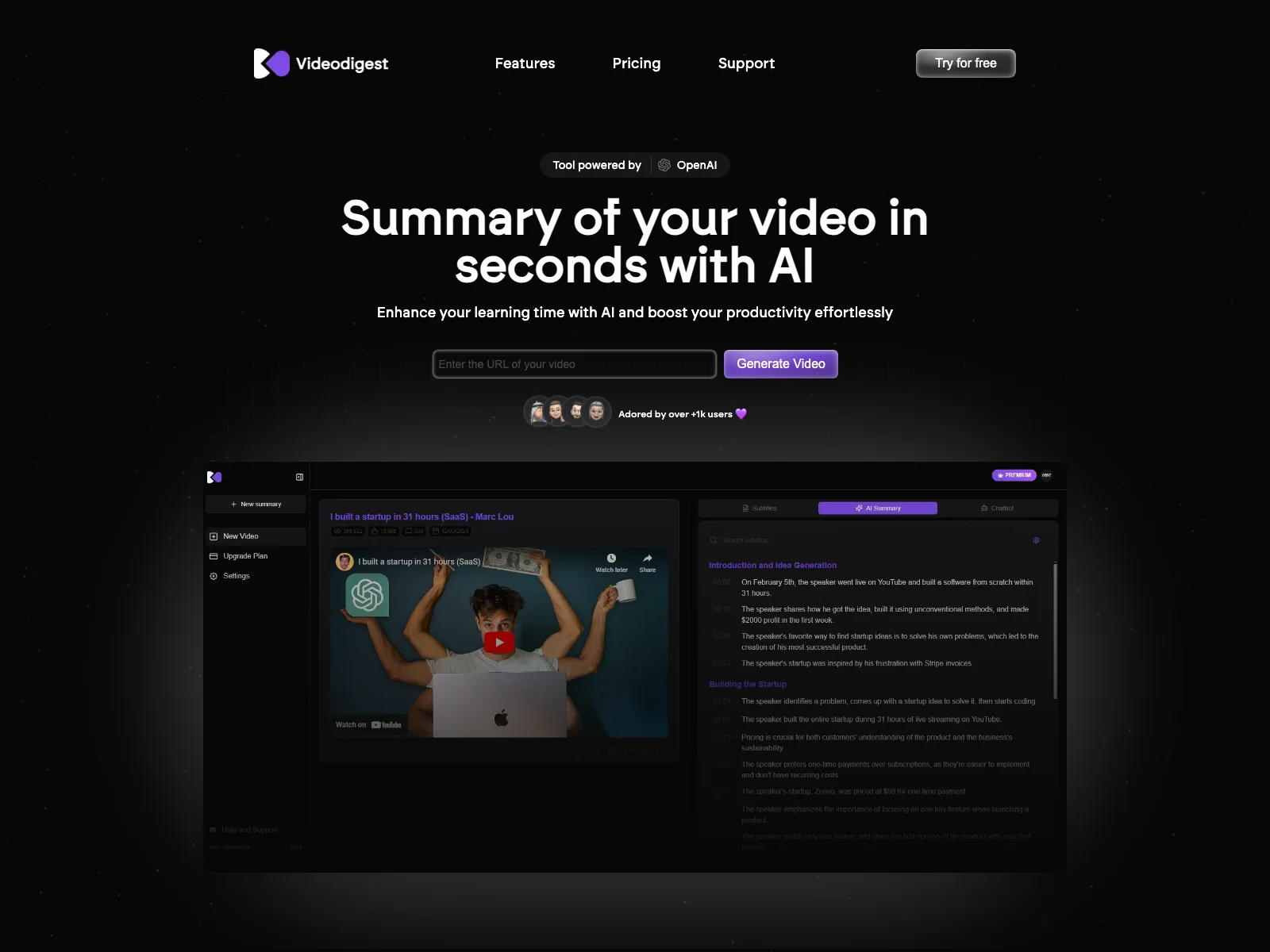 VideoDigest: Transform Videos with AI Summaries